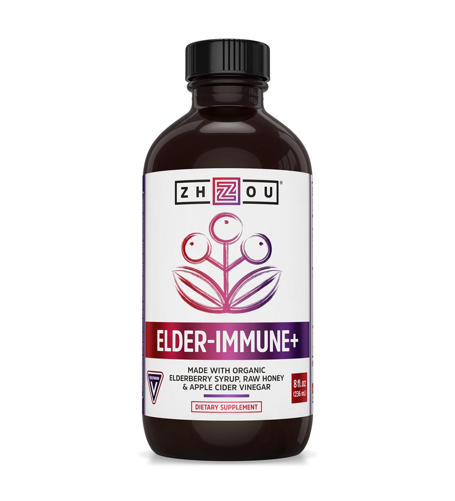 Zhou Nutrition Elderberry Syrup 8 fl oz | Immune Support & Antioxidant Boost - Buy Online on GoSupps.com