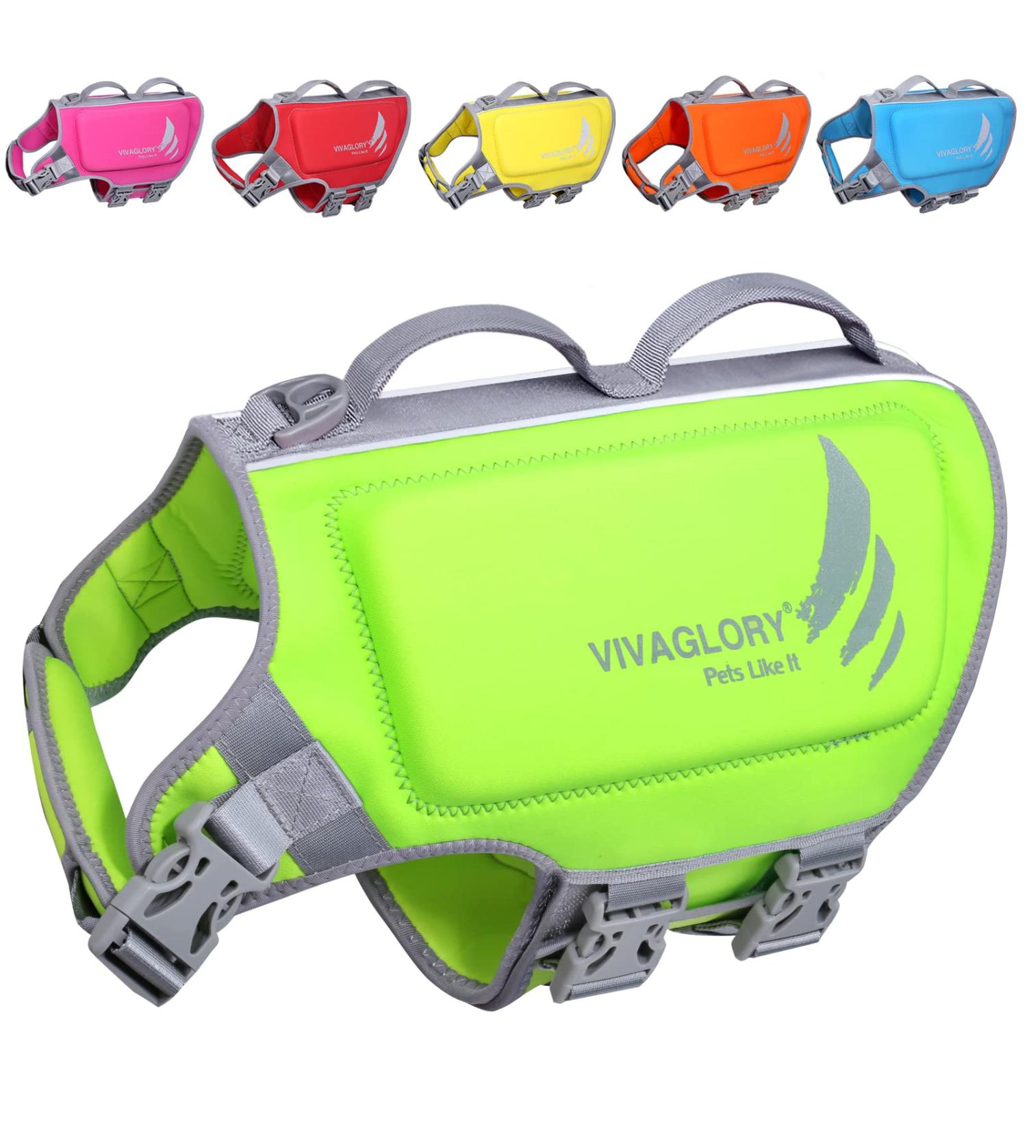 Vivaglory Dog Lifeguard Vest - Skin-Friendly Neoprene for Large Dogs | Quick Lock D-Ring | XL Green (71-84cm) - Buy Online on GoSupps.com