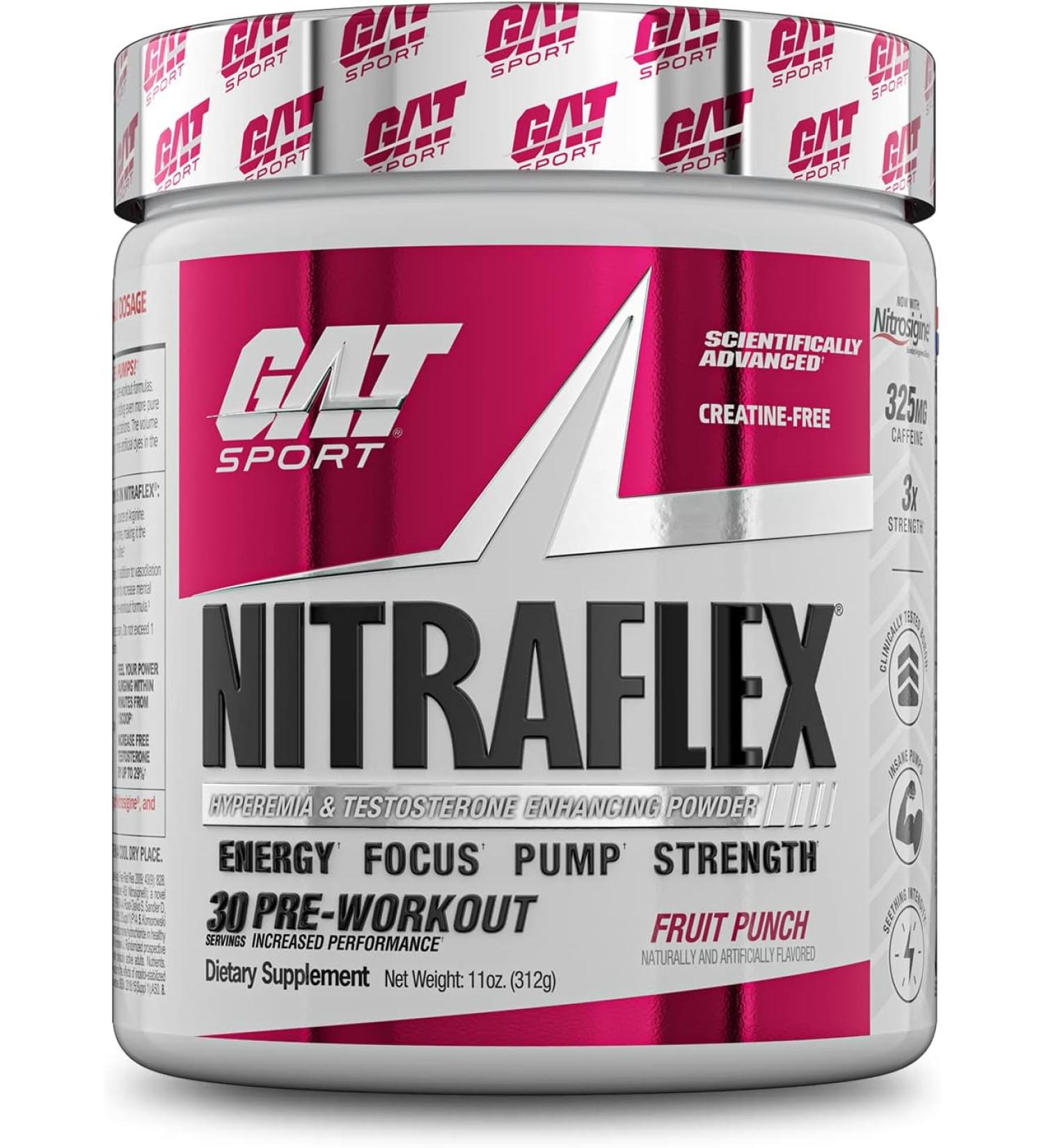 Buy GAT Sport NITRAFLEX Fruit Punch â€“ 11 oz (312 g) | Pre-Workout Supplement - Buy Online on GoSupps.com