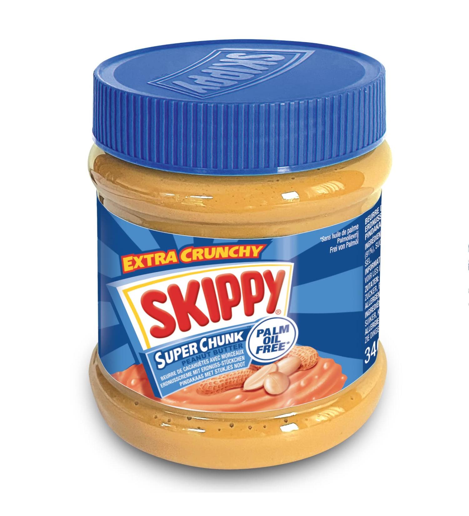 Skippy Super Chunk Peanut Butter - Crunchy Chunks & American Flavor - Palm Oil Free - 340g - Buy Online on GoSupps.com