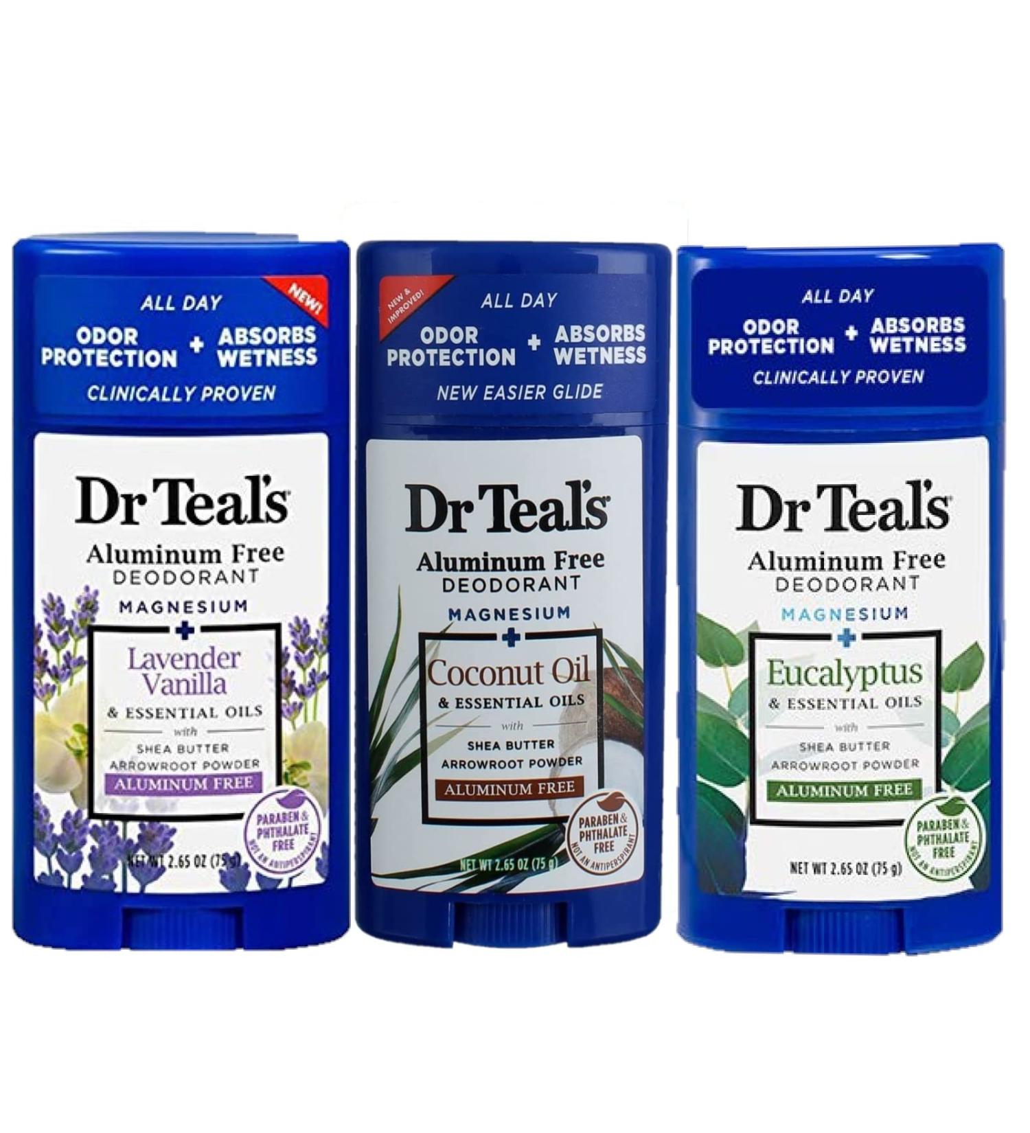 Dr. Teals Deodorant Variety Gift Set - Vanilla Lavender, Coconut Oil, Eucalyptus - 3 Pack 2.65oz Ea - Buy Online on GoSupps.com