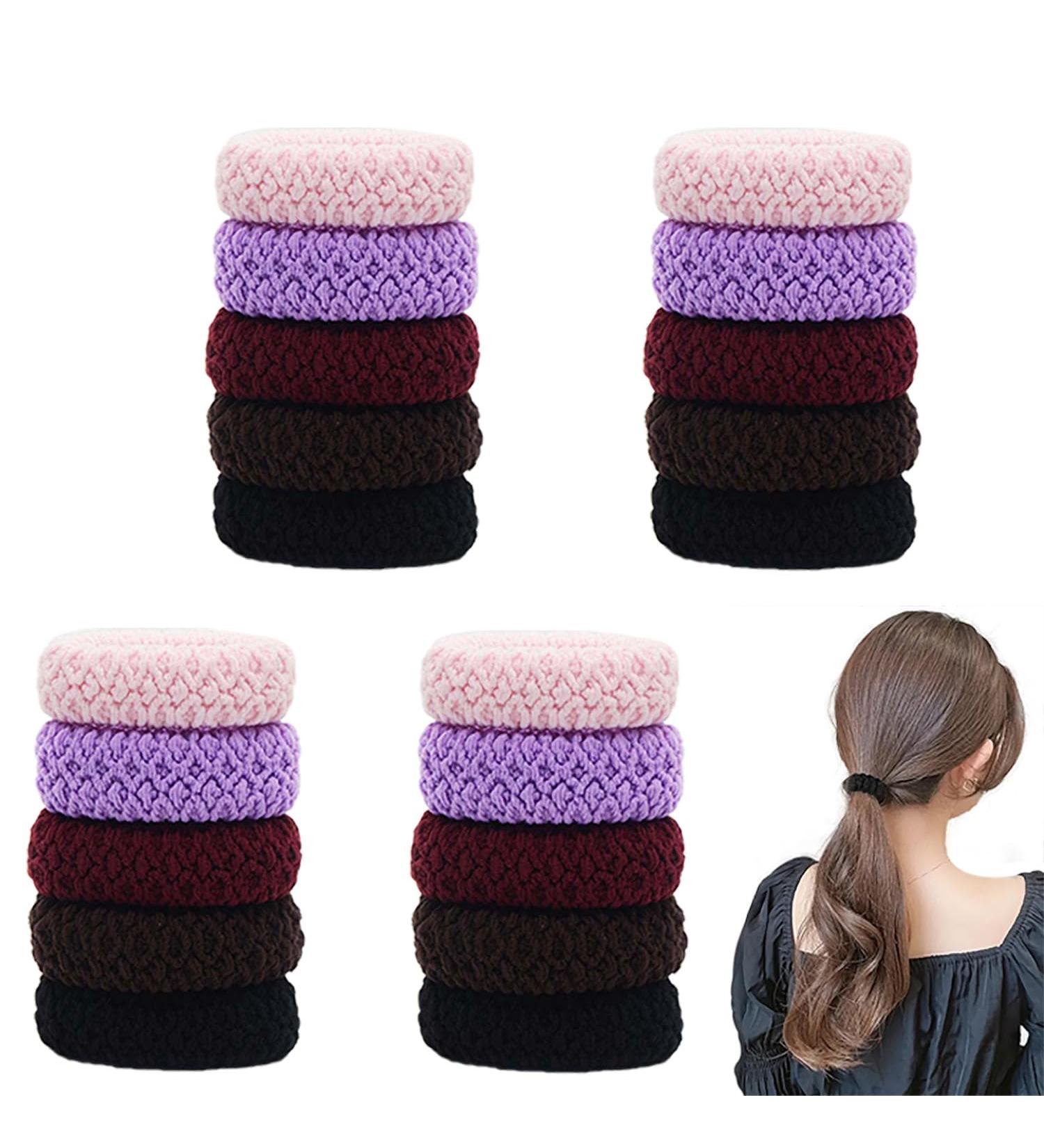 20 Pieces Seamless Hair Elastics Stretch Hair Ties Ponytail Bands Thick Cotton Hair Bands No Crease No Break No Slip for Thick Heavy and Curly Hair (Multicolor) - Buy Online on GoSupps.com