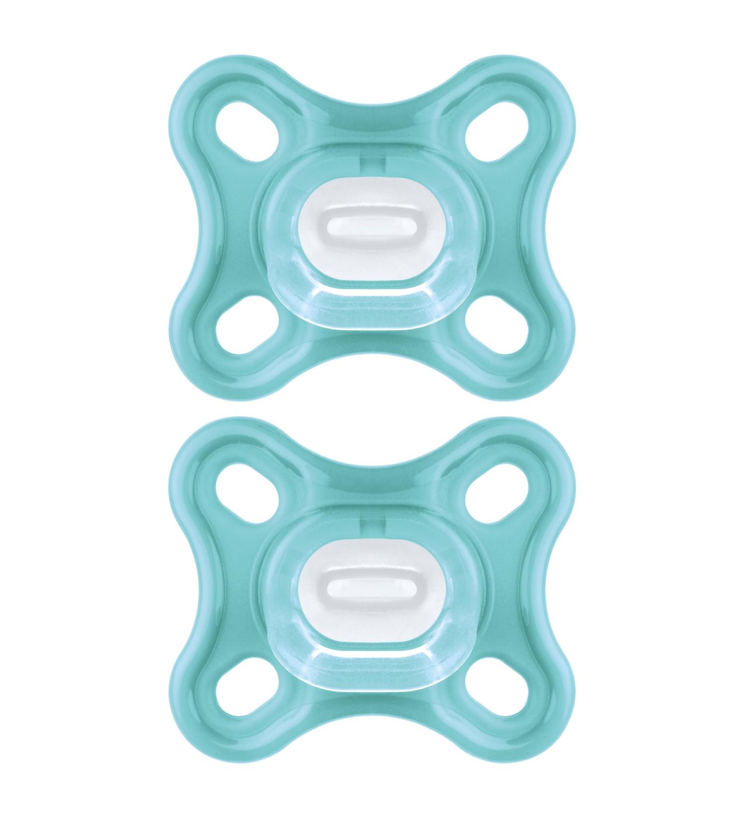 MAM Comfort S192 Pacifier - Soft Silicone One-Piece Design for 0-2 Months & Premature Babies - Green 2 Pack with Self-Sterilizing Box - International Shipping Available - Buy Online on GoSupps.com