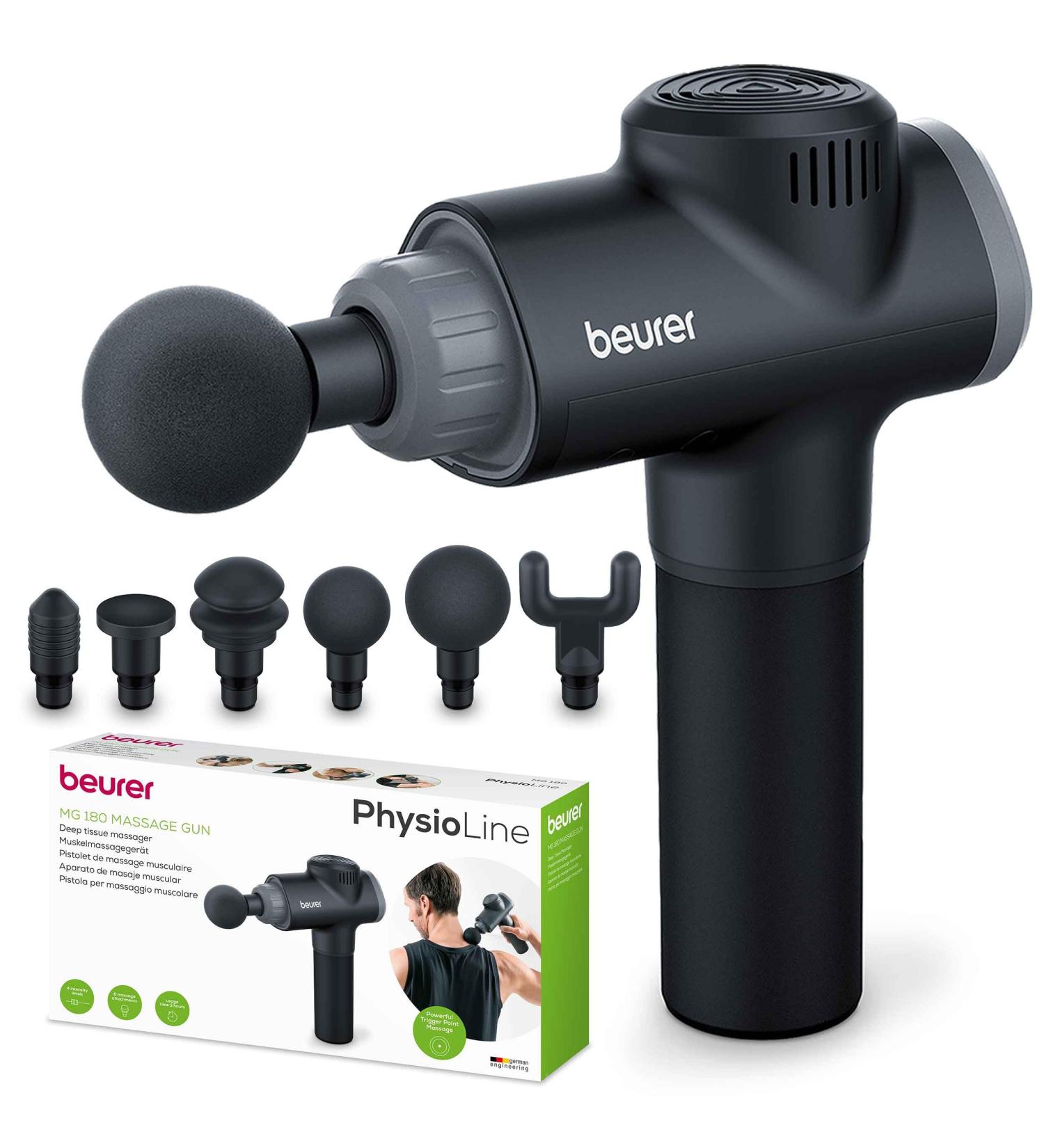 Beurer MG 180 Massage Gun - 6 Attachments 4 Intensity Levels for Targeted Muscle Relief & Recovery | International Shipping Available - Buy Online on GoSupps.com