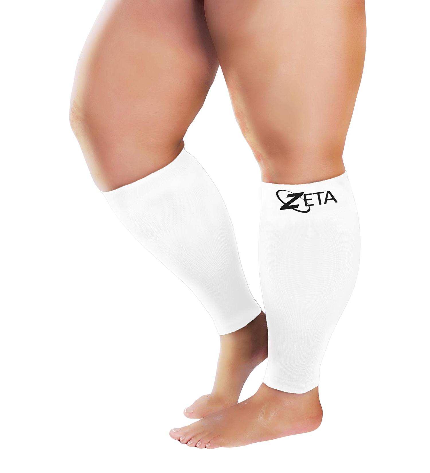 Zeta Plus Size Leg Sleeve Support Socks - Wide Calf Compression Sleeve for Women - 3XL White - Buy Online on GoSupps.com