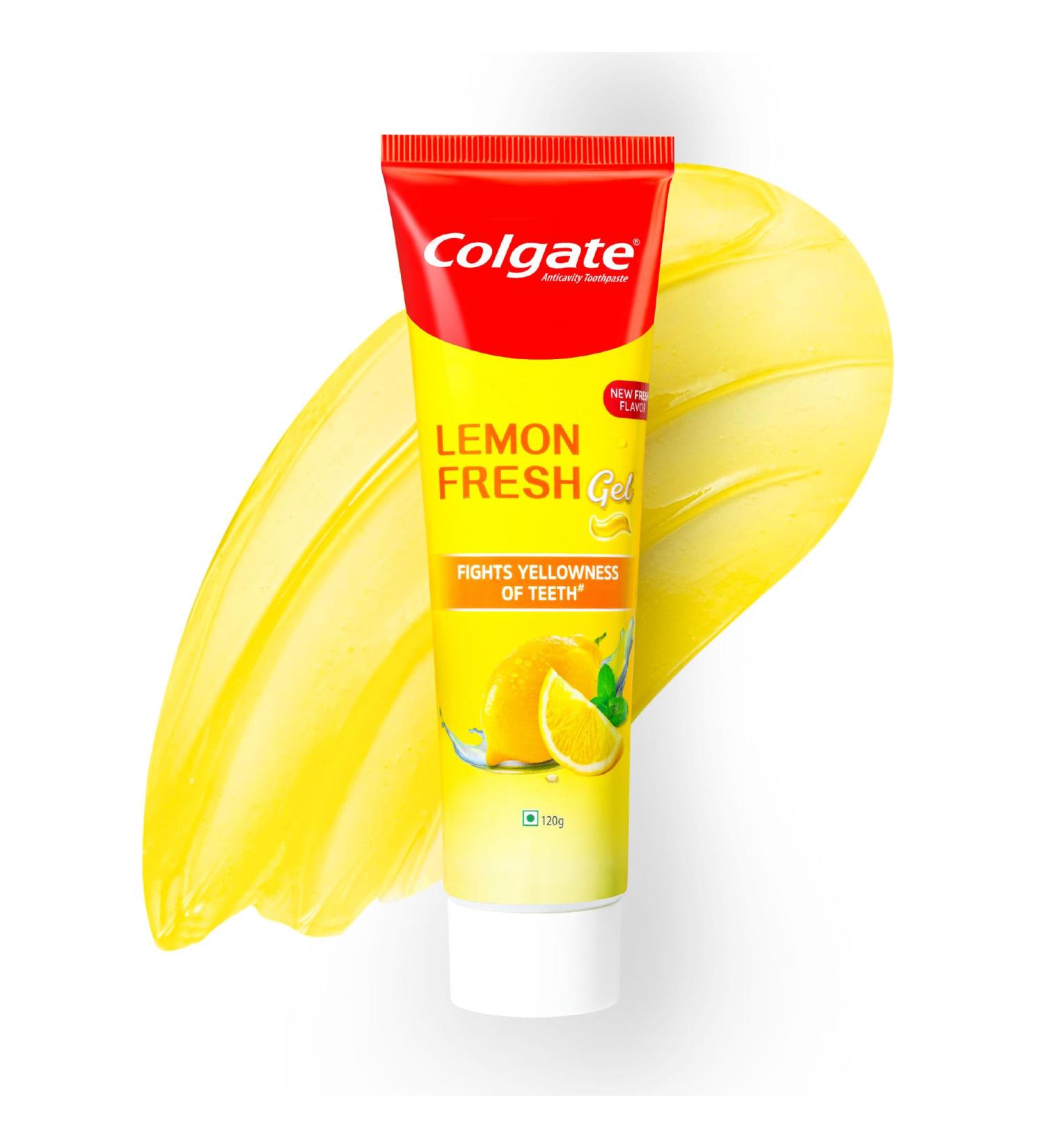 Colgate Lemon Fresh Gel Toothpaste Fights Yellowness of Teeth Freshens Breath Anticavity Toothpaste 120gm/4.3 Oz - Buy Online on GoSupps.com