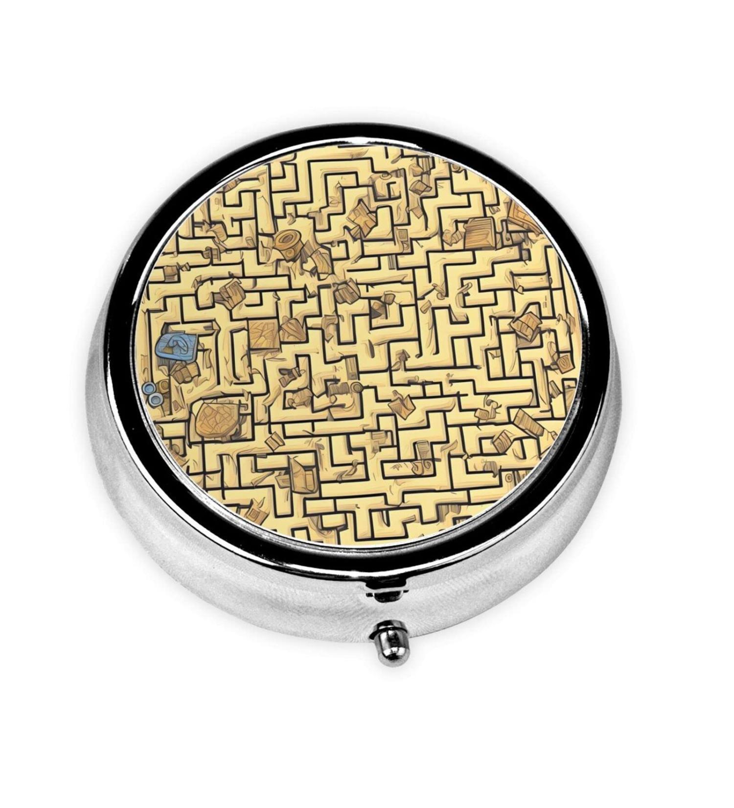 Treasure Mazeround Pill Box - 3 Compartment Portable Organizer for Travel | Ideal Travel Pill Case - Buy Online on GoSupps.com