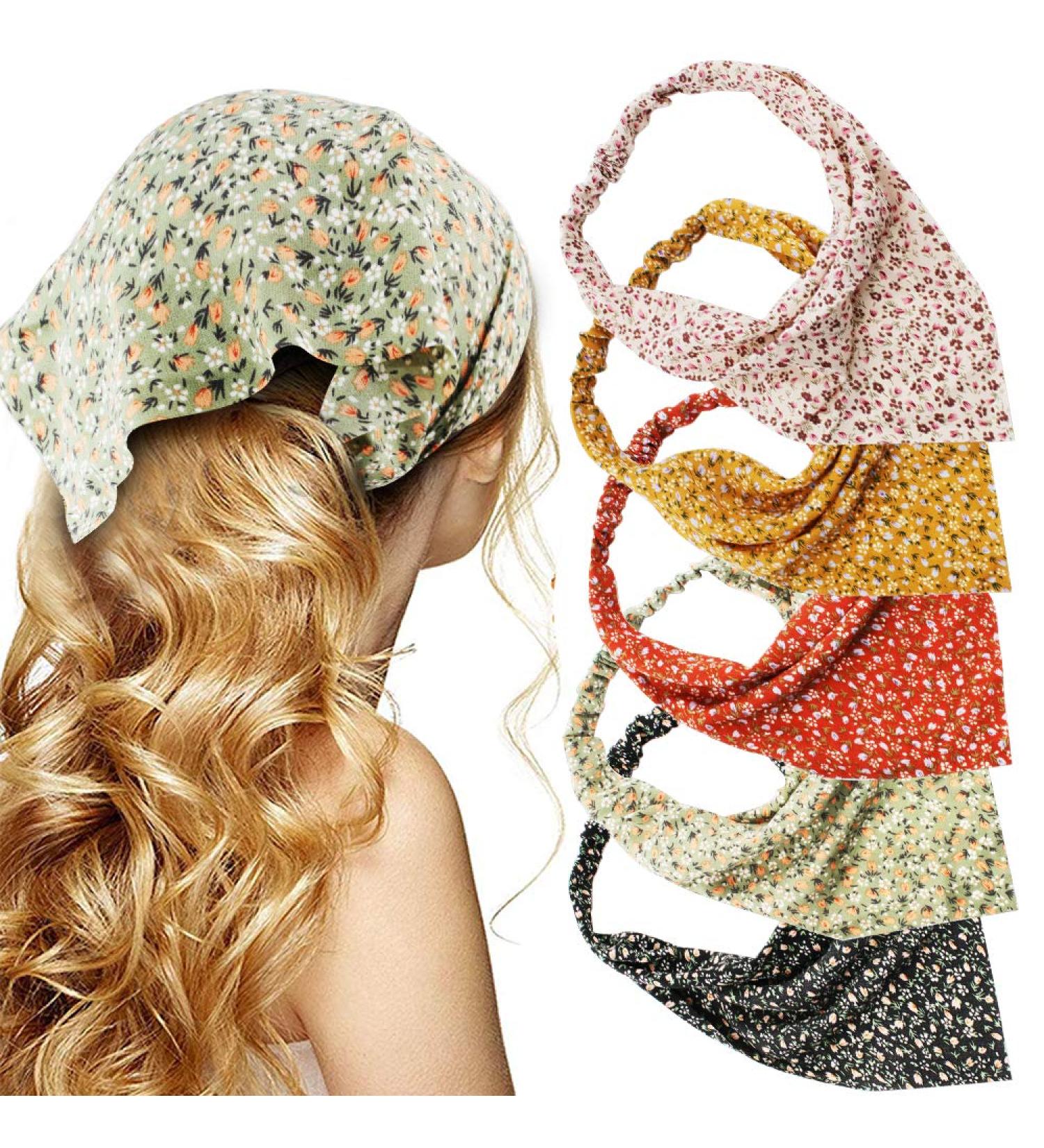 Tobatoba Floral Headband Set - 5 Pcs Chiffon Boho Hair Scarf Bandanas for Women - Buy Online on GoSupps.com