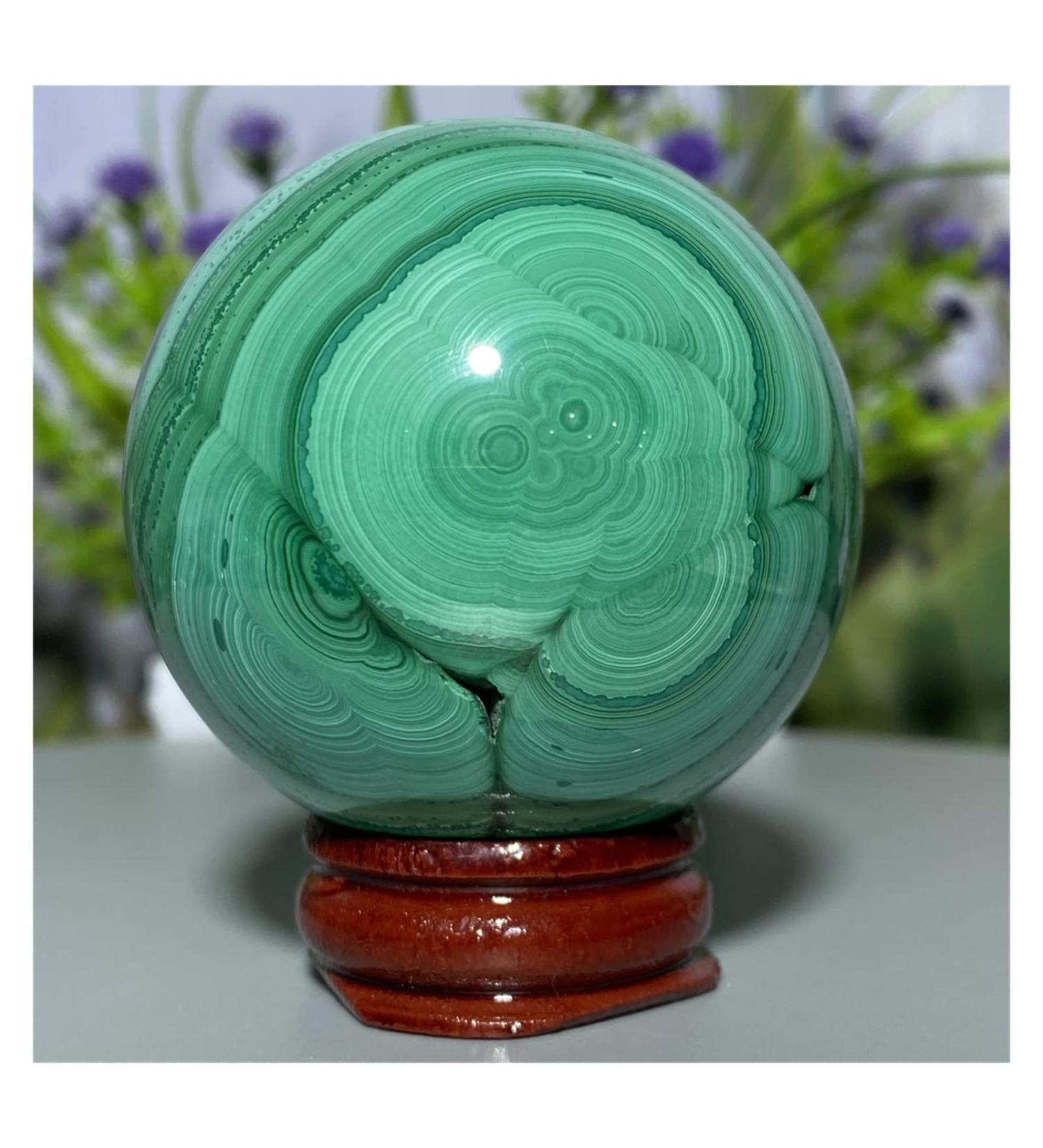 Natural Sphere Green Malachite Crystal Ball Natural Geode Hand Polished Gift Stone Home Decoration 1pc 350-370g - Buy Online on GoSupps.com