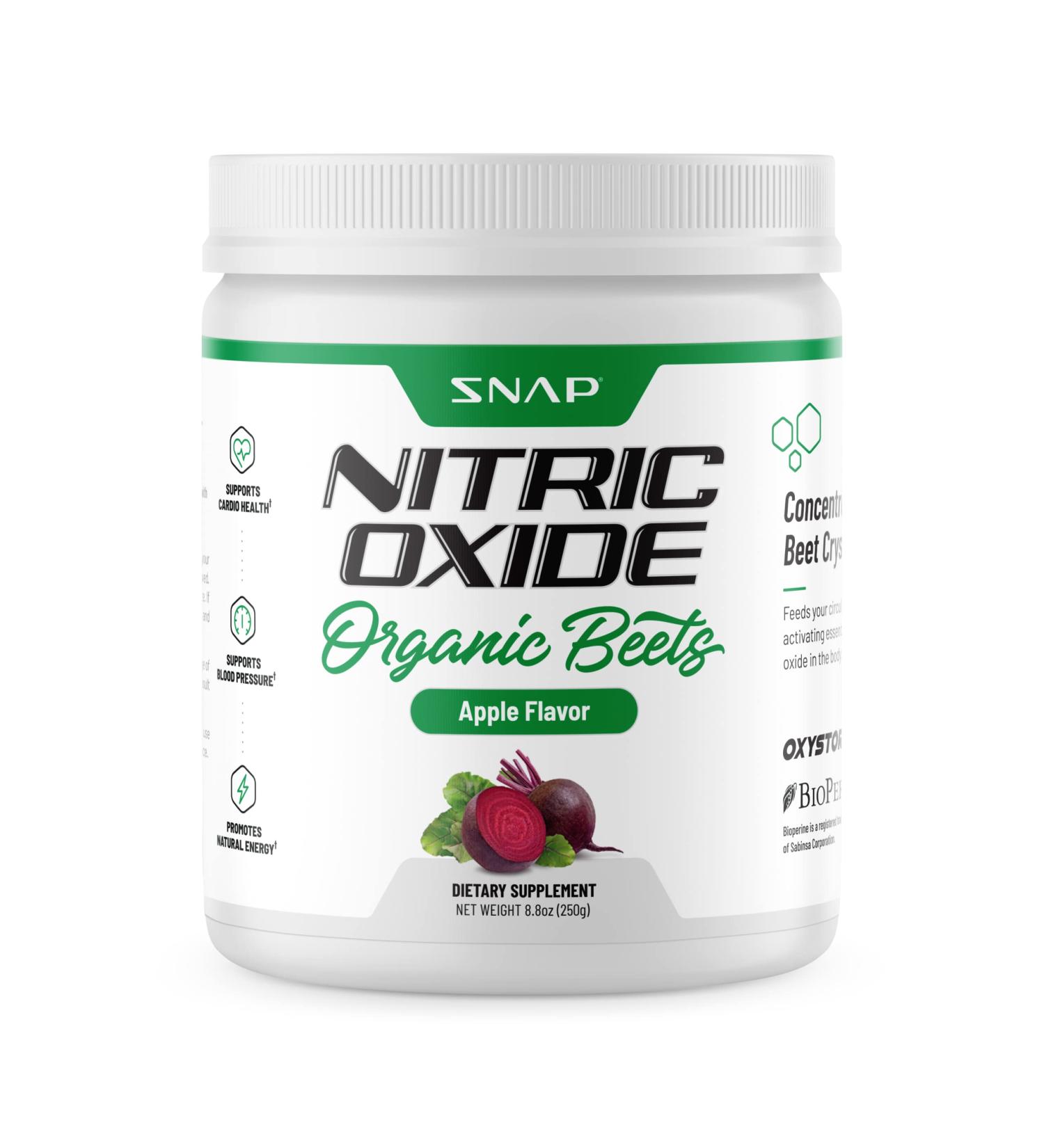 Snap Supplements Organic Beet Root Powder - Nitric Oxide & Heart Health Support - 30 Servings (Apple Flavor) - Buy Online on GoSupps.com