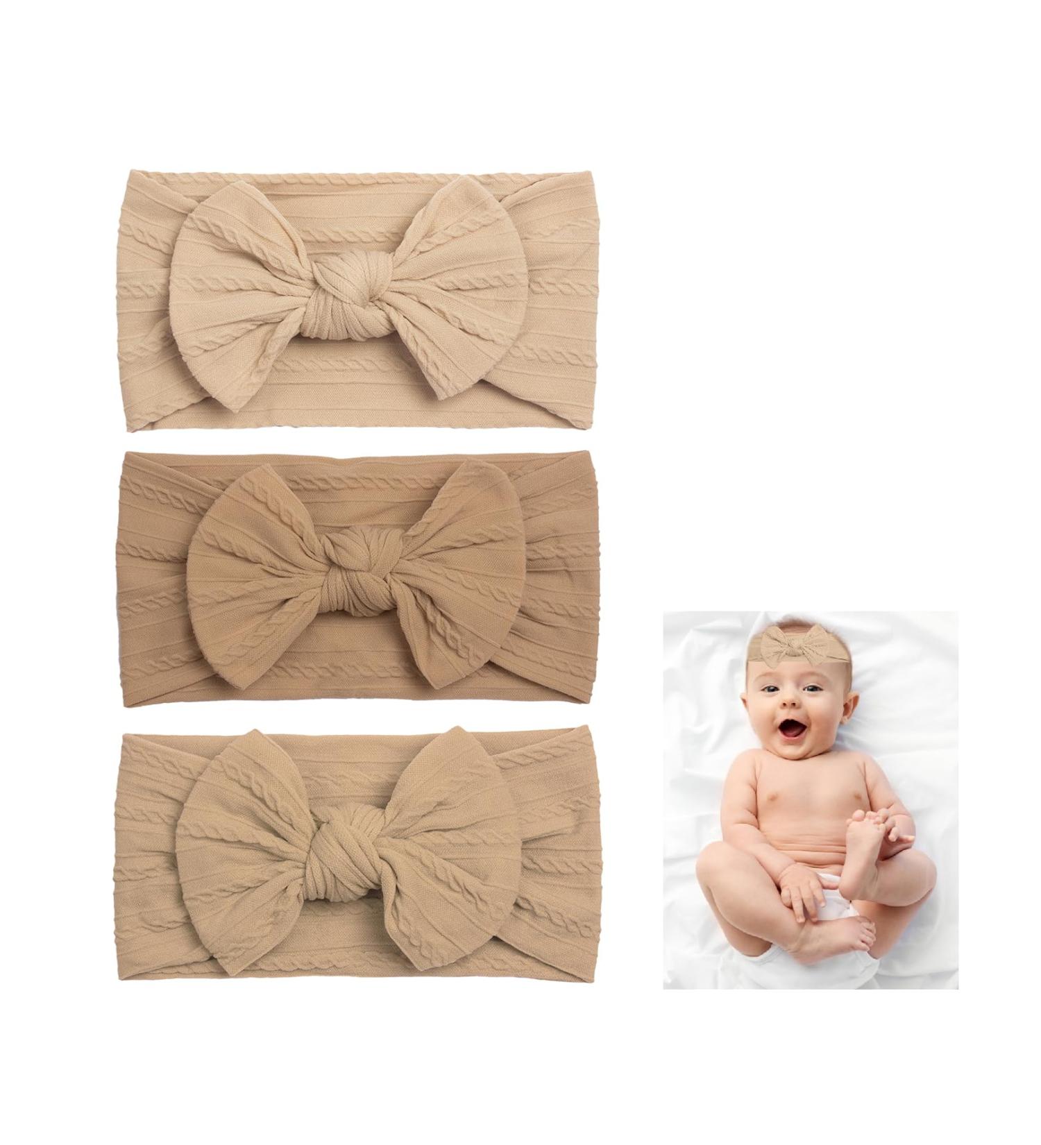 3-Piece Baby Headband Set for Girls | Newborn Turban Hair Bands | Elastic Nylon Children Headgear - Buy Online on GoSupps.com