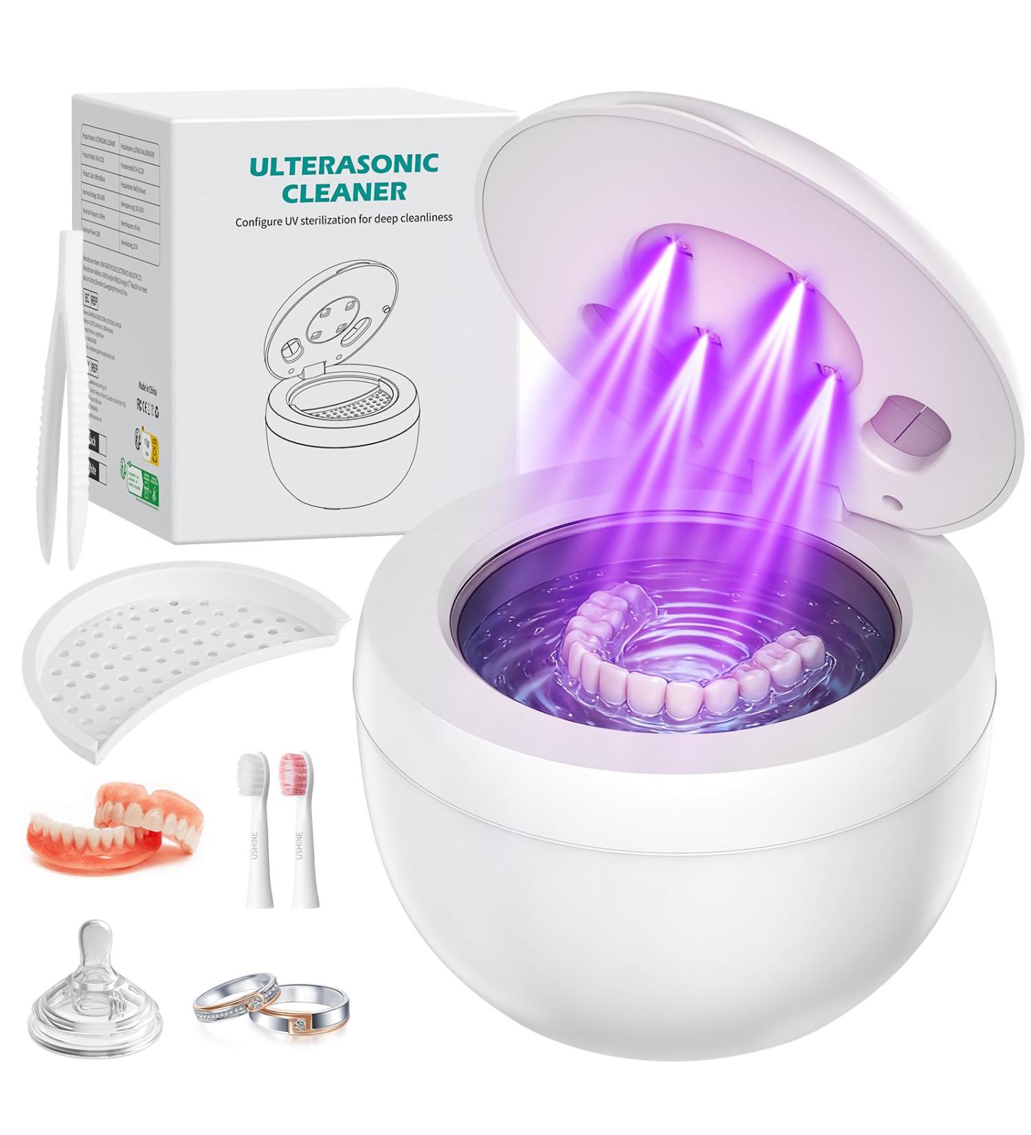 SHINER Nettoyeur Ultrasons 45000Hz Bac a Ultrasons avec 4 UV Lampe et 4 Modes 200ML Ultrasonic Cleaner Dental Pod pour Proth ses Dentaires Goutti re Dentaire Retainer Bijoux (Blanc) - Buy Online on GoSupps.com