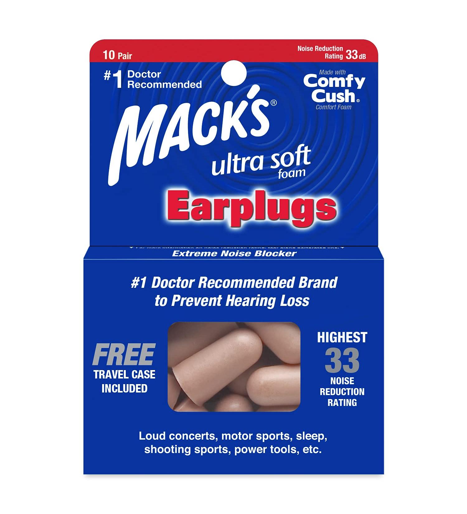 Macks Safesound Ultra soft foam earplugs 20 pieces (1 pack)