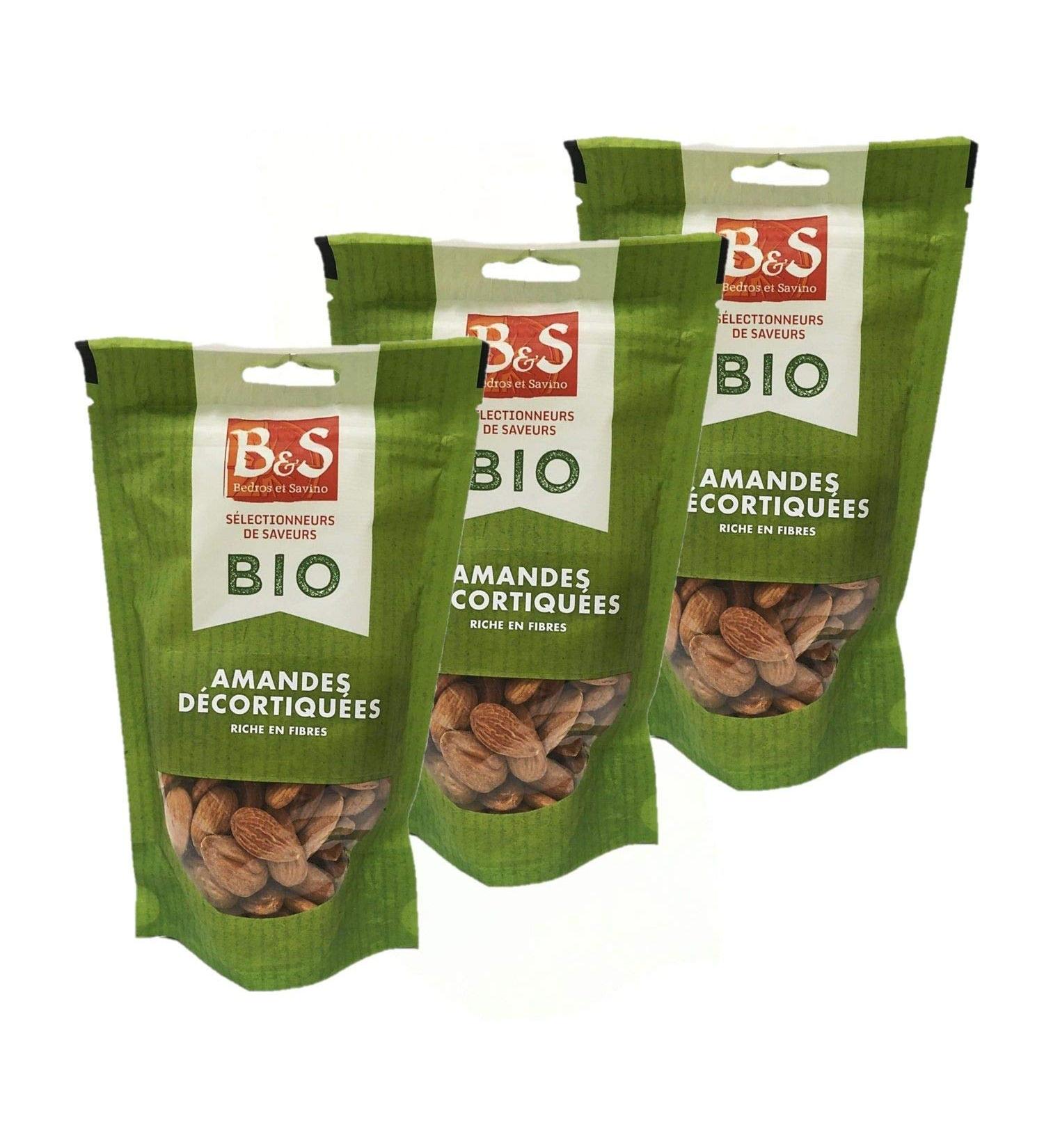 Set of 3 Organic Almonds - B&S - Pack 125 g