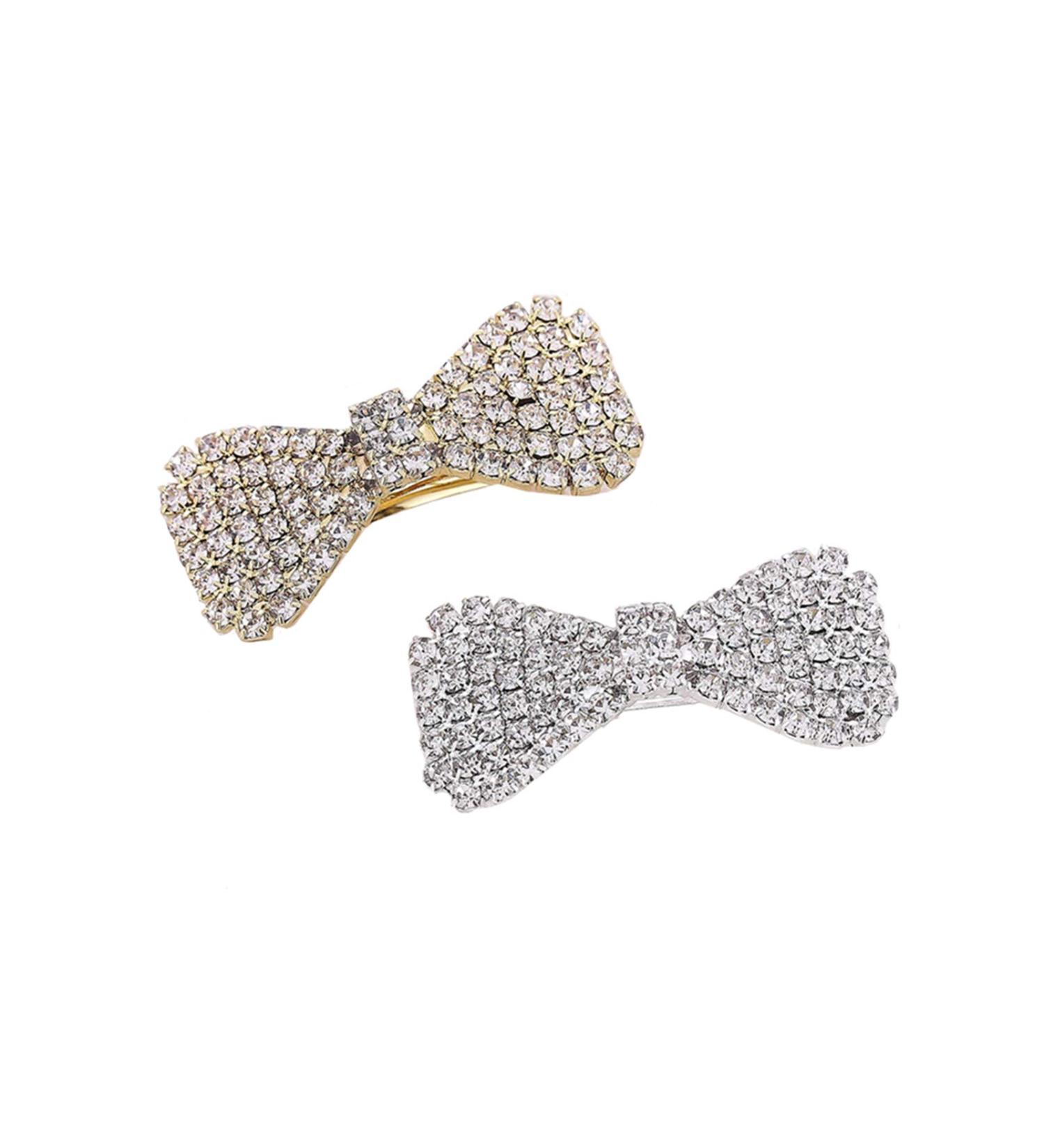 Crystal Rhinestone Hair Bow Barrettes Clip Set - Designer Mini Hair Accessories for Women and Girls - Buy Online on GoSupps.com