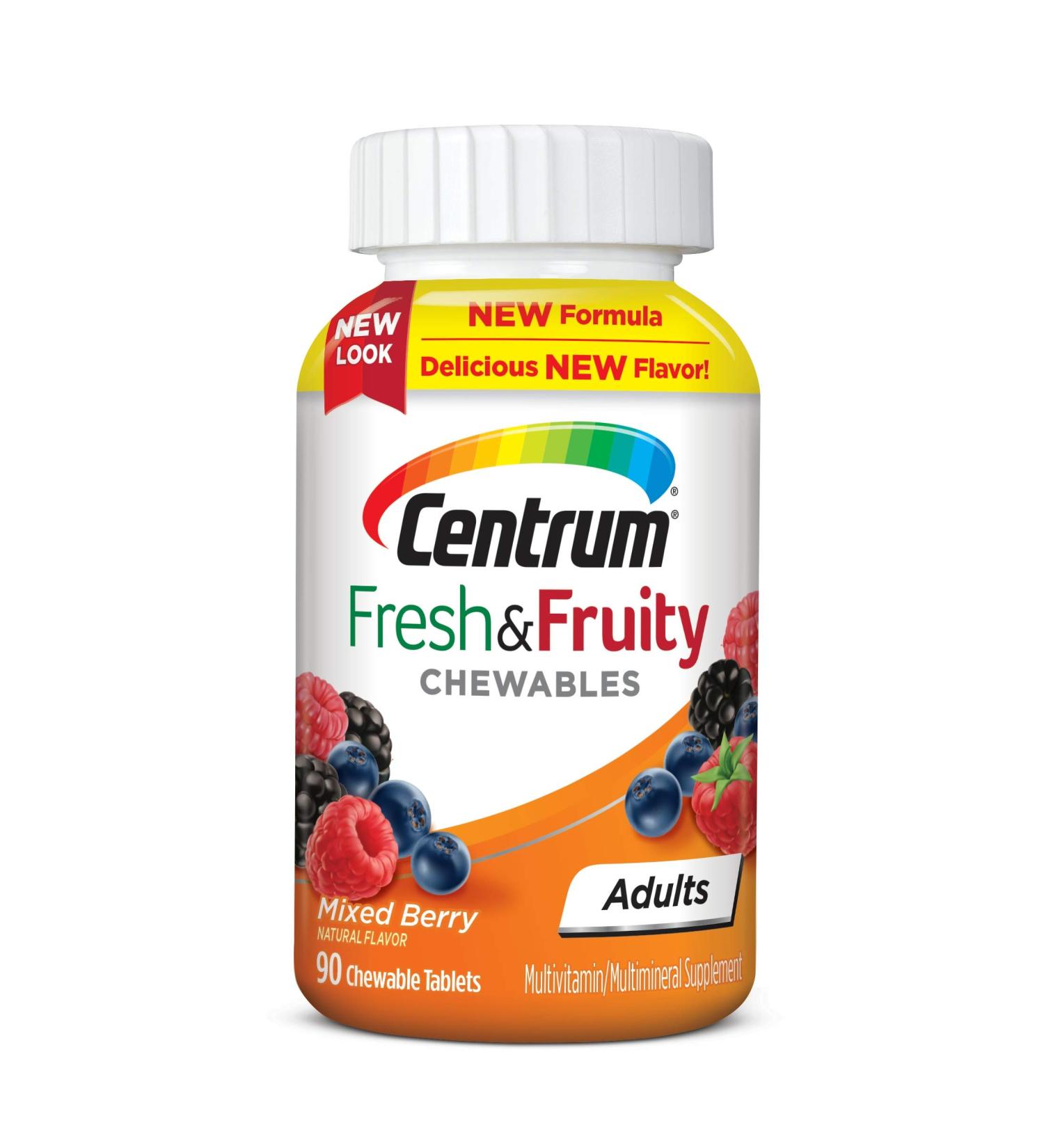 Centrum Adults Multivitamin - Fresh Fruity Mixed Berry - 90 Tablets for Optimal Health - Buy Online on GoSupps.com