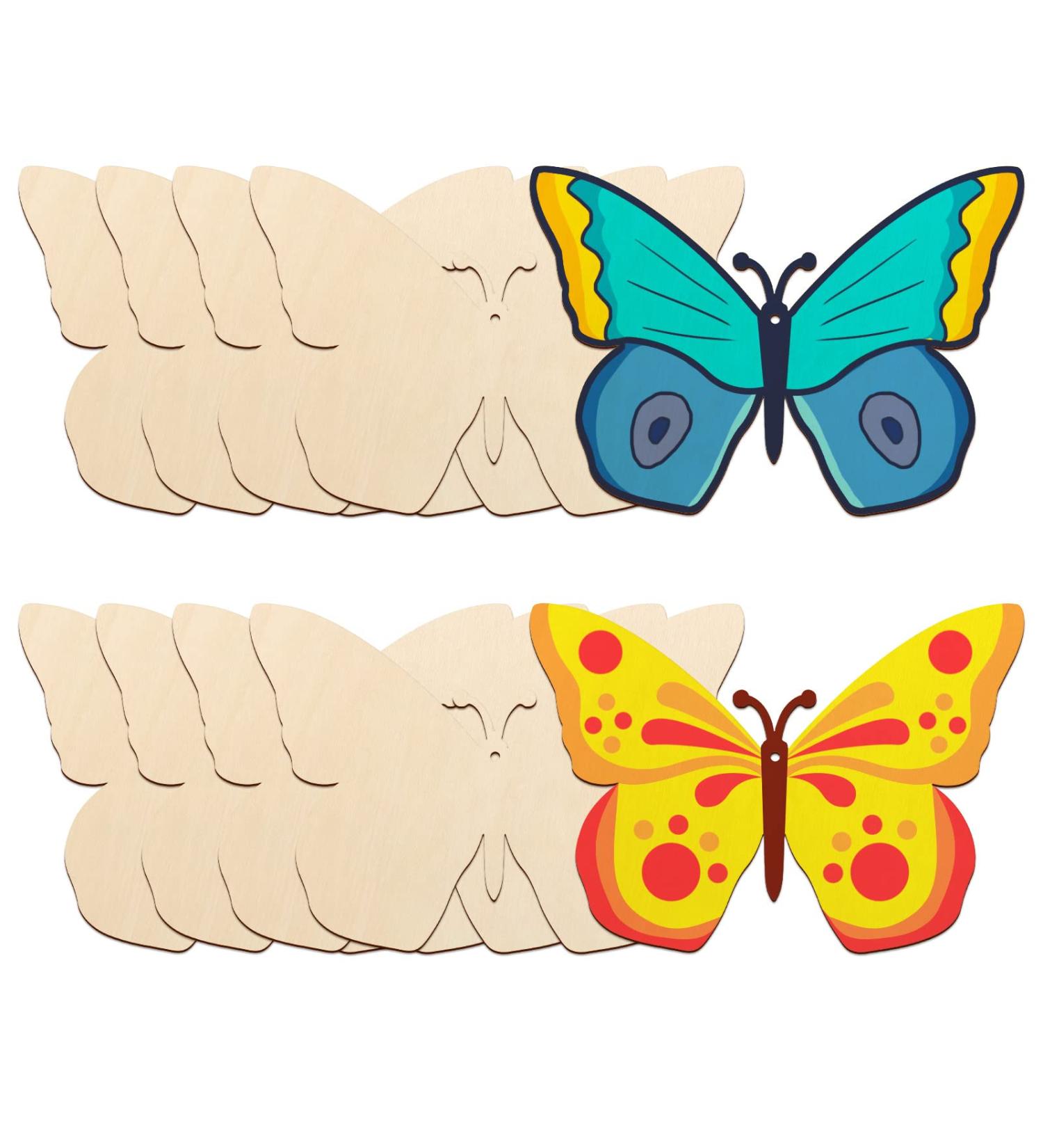 Large Wooden DIY Butterfly Spring Ornaments - 10PCS Unfinished Wood Discs for Crafts - Buy Online on GoSupps.com