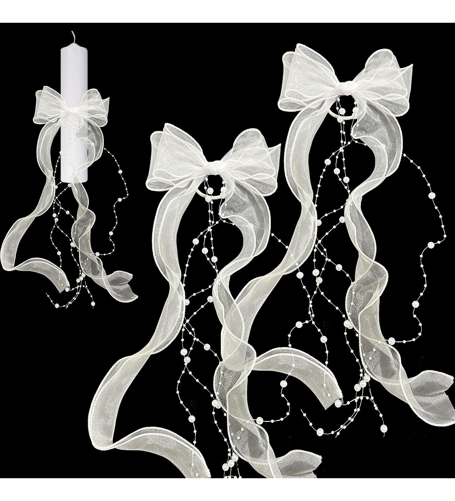 Drip Protection Communion Candle Set - 2 Piece Drop Catcher with Bow | Perfect for Baptism & Christening | Candle Accessories - Buy Online on GoSupps.com