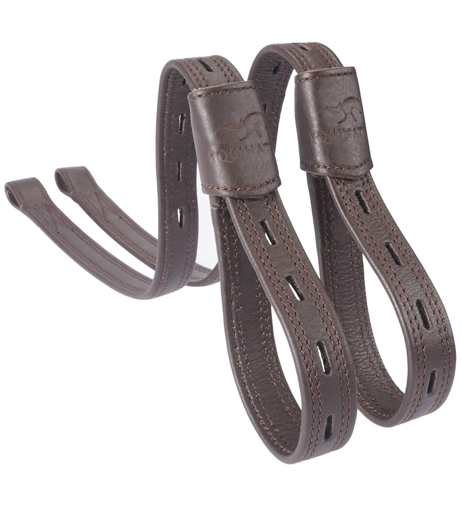 Equinate Slimline Mono Stirrup Leathers - 60 cm Black & Brown | Premium Equestrian Gear - Buy Online on GoSupps.com