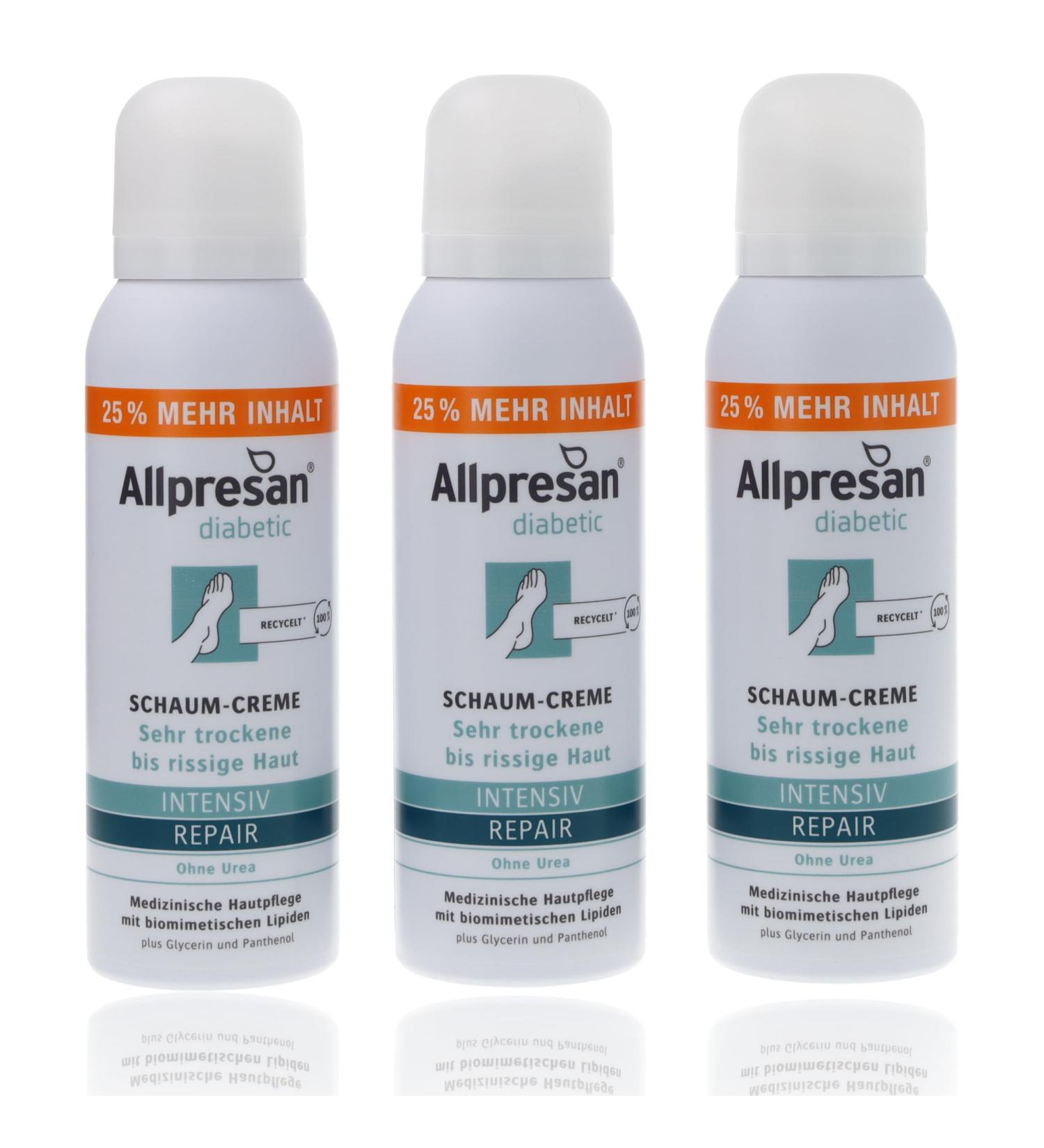  Allpresan Allpresan diabetic Intensif + Repair Urea Free Foaming Cream - Diabetes Mellitus - For Very Dry to Chapped Skin - 125ml (Pack of 3) - Buy Online on GoSupps.com