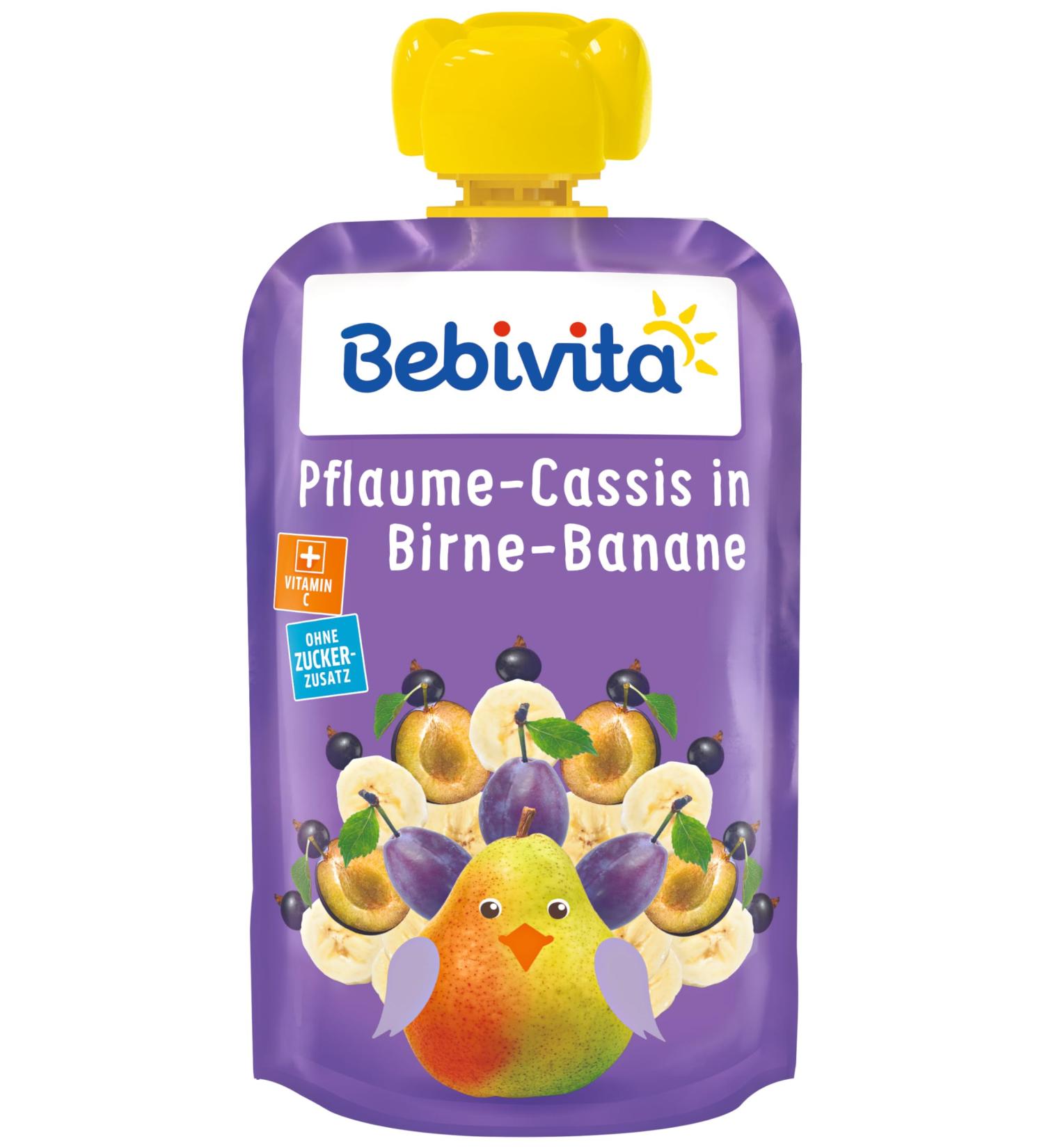 Bebivita Press Me Squeeze Pouches - Plum-Cassis in Pear-Banana | Pack of 6 (6 x 120g) - International Shipping Available - Buy Online on GoSupps.com