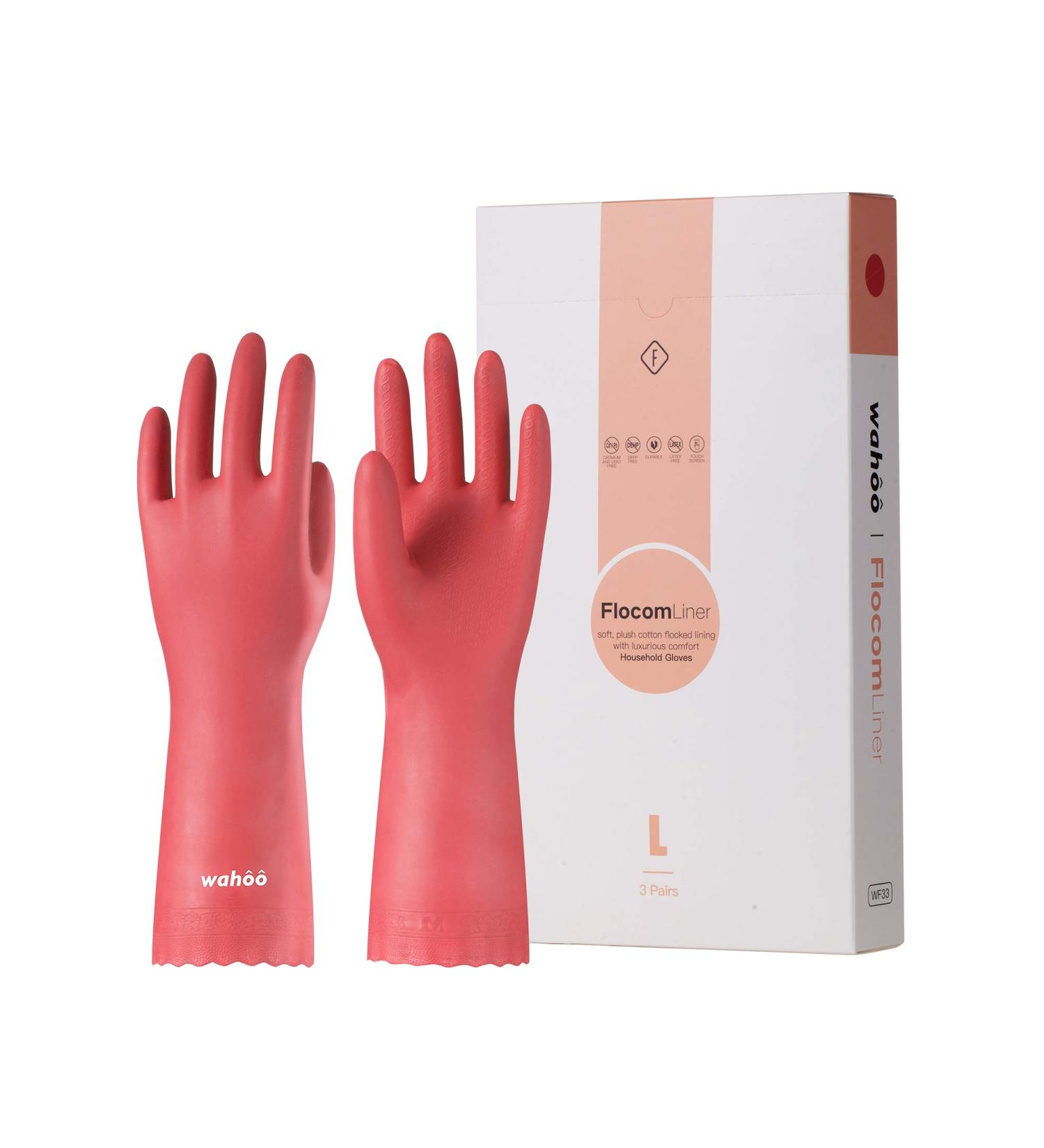 Lanon Wahoo Reusable Household Gloves - Skin-Friendly Cotton Lined Kitchen & Cleaning Gloves - Size S - Red - Durable & Comfortable - Buy Online on GoSupps.com