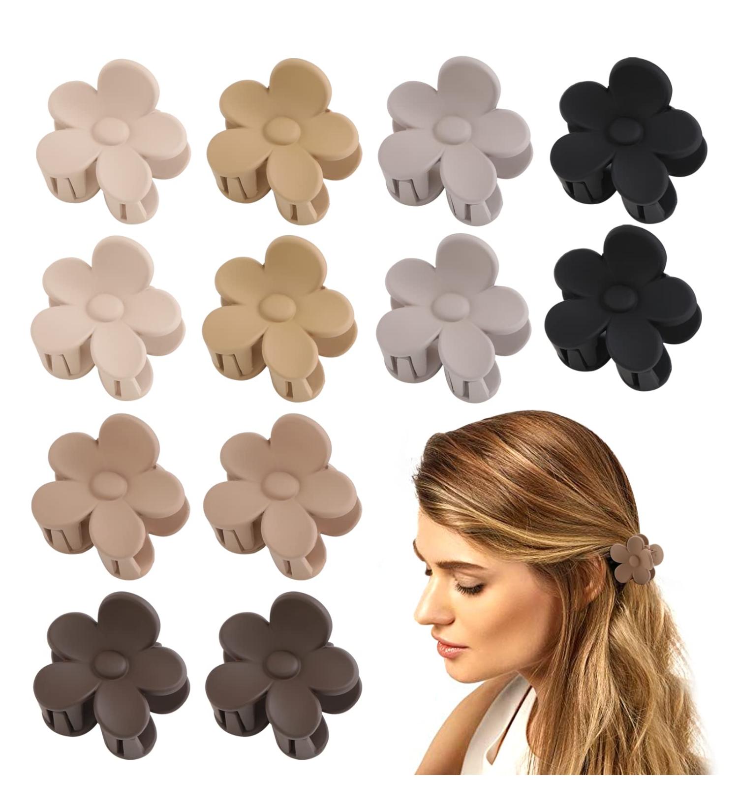 12 PCS Small Flower Hair Claw Clips for Women and Girls - Non-slip Cute Hair Accessories - Neutral Color - Buy Online on GoSupps.com
