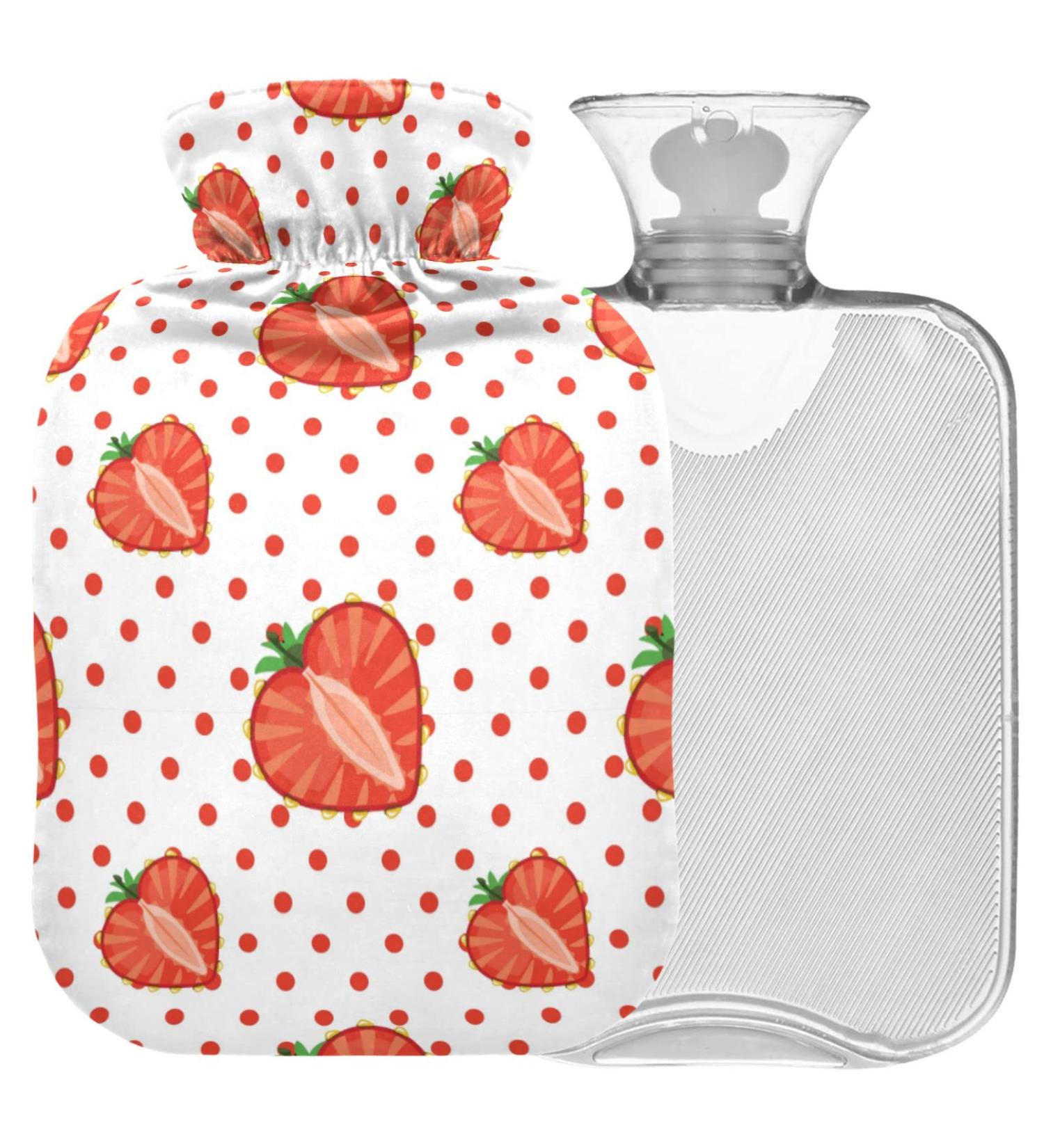 Naanle Polka Dots Heart Cherry Hot Water Bottle - 1L Transparent Heat Bottle for Pain Relief & Therapy | Bed & Hand Feet Warmer - Buy Online on GoSupps.com