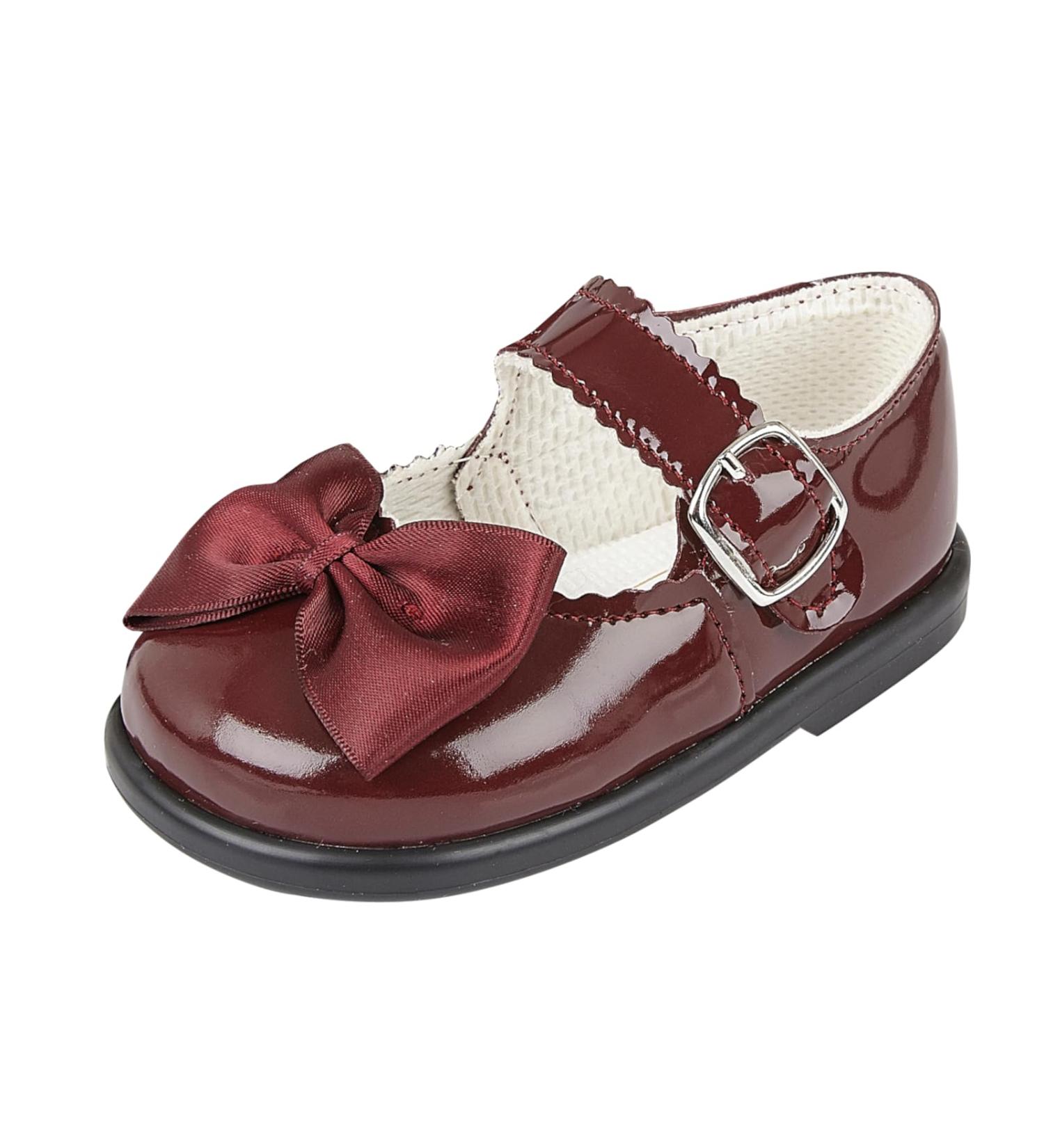 Baypods Toddler Shoes - Hard Sole Baby Girls First Walking Shoes - Anti-Slip Sole - Made in England - Burgundy Patent - Size 5 UK - Buy Online on GoSupps.com