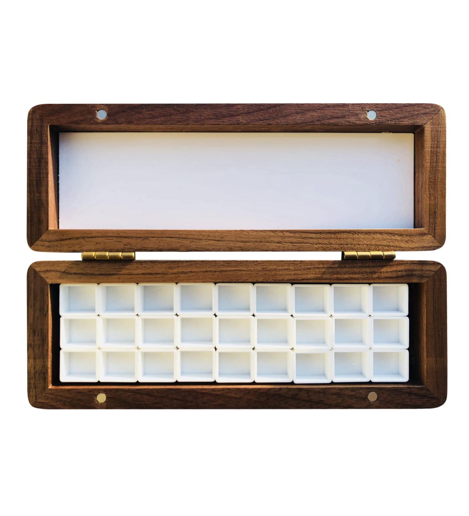 Csy Art Gallery Handmade Airtight Wooden Watercolor Palette Travel Paint Tray Box - Walnut Big Size with Acrylic Pallets and Half Pans Grid for Watercolor, Gouache, Acrylic Paint - Buy Online on GoSupps.com