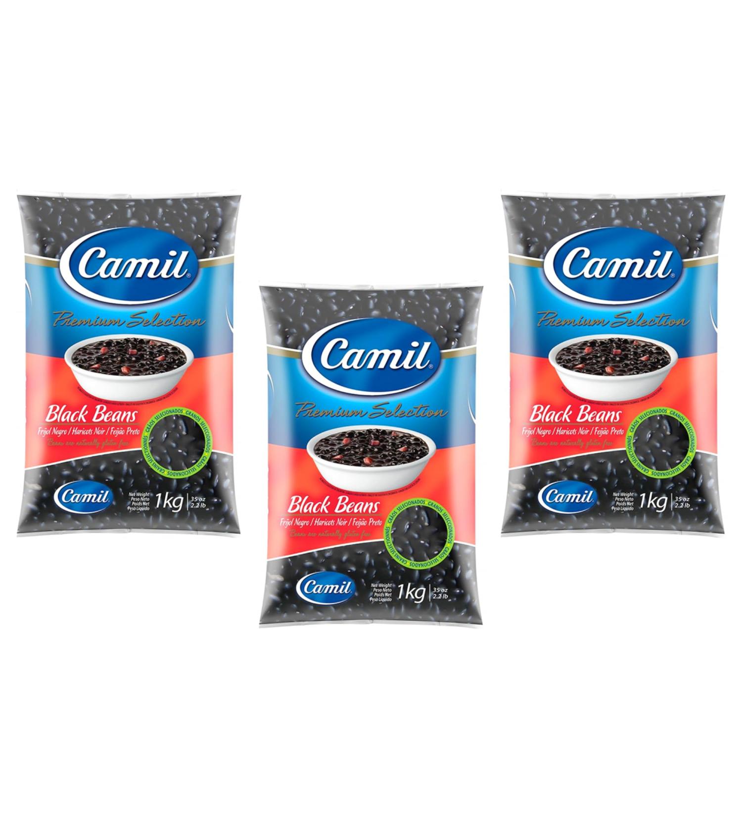 3 x Camil Brazilian Black Beans 1Kg | Premium Selection | Feij o Preto Bean Hariot Noir | GMO Free | Natural | Vegan | High Fibre & Protein - Buy Online on GoSupps.com
