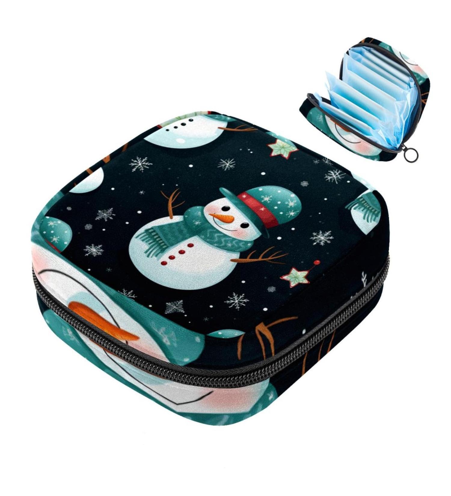 MUOOUM Christmas Snowmen Women's Bandage Storage Bag - Portable Menstrual Cup & Pad Zipper Bag for Teens & Women - Buy Online on GoSupps.com
