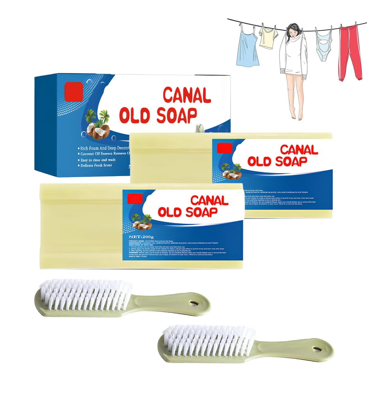 Canal Old Soap with Brush - Magic Stain Remover Bar for Clothes & Underwear | International Shipping - Buy Online on GoSupps.com