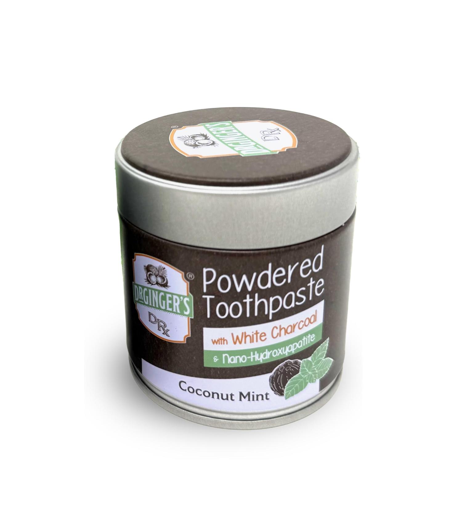 Dr. Ginger's Nano Hydroxyapatite White Charcoal Toothpaste Powder for Sensitive Teeth and Gums - 1.28oz Jar All-Natural Whitening Tooth to Support Gum Health Fluoride-Free - Coconut Mint - Buy Online on GoSupps.com