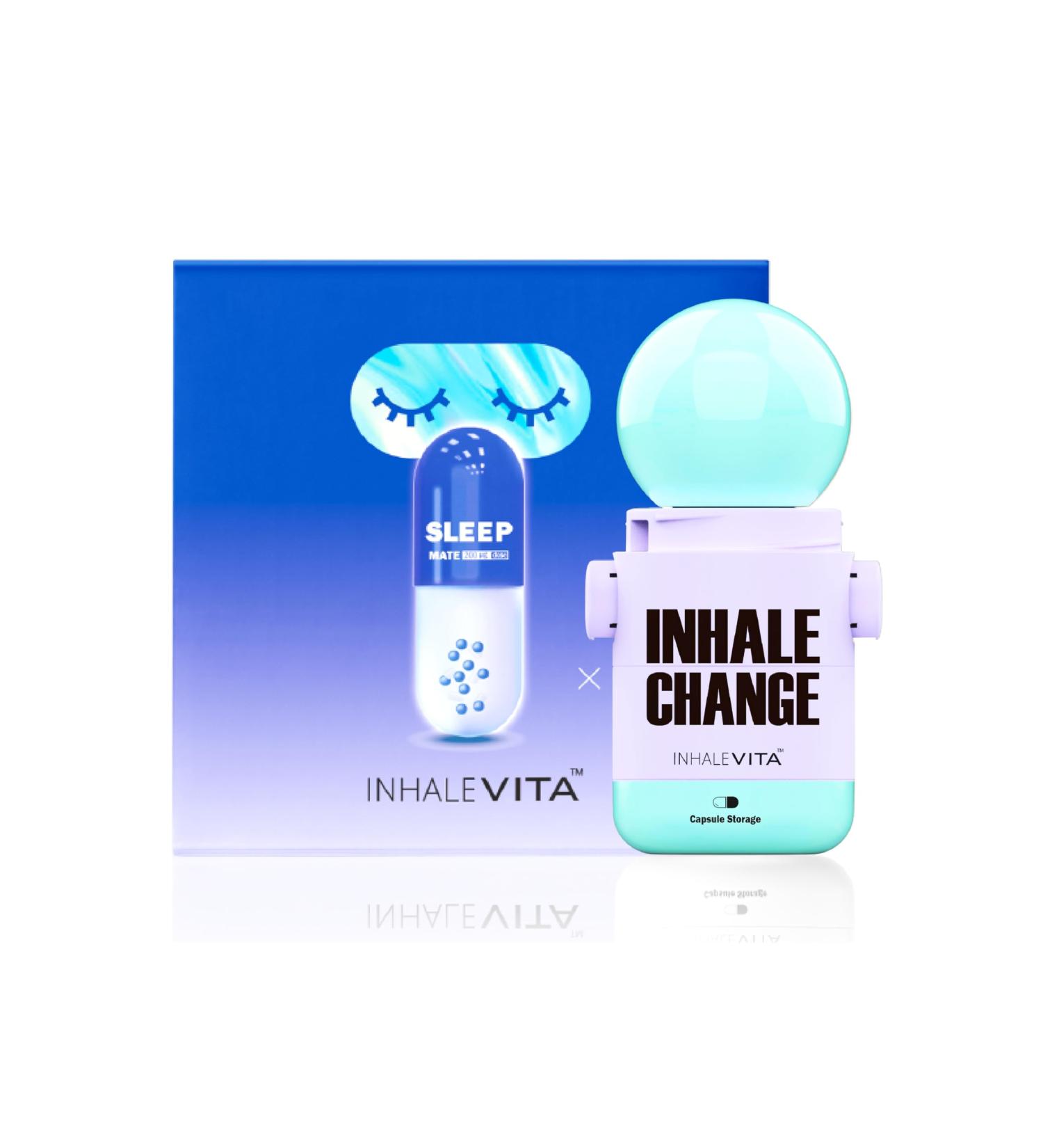 INHALEVITA Melatonin Inhaler Sleep Aid Combo Green|Includes 15 Capsules & 1 Reusable Inhaler, Fast-Acting with Advanced Absorption|0.4mg Low Dose, Zero-Sugar|Wake Refreshed, Portable,Non-Habit Forming - Buy Online on GoSupps.com