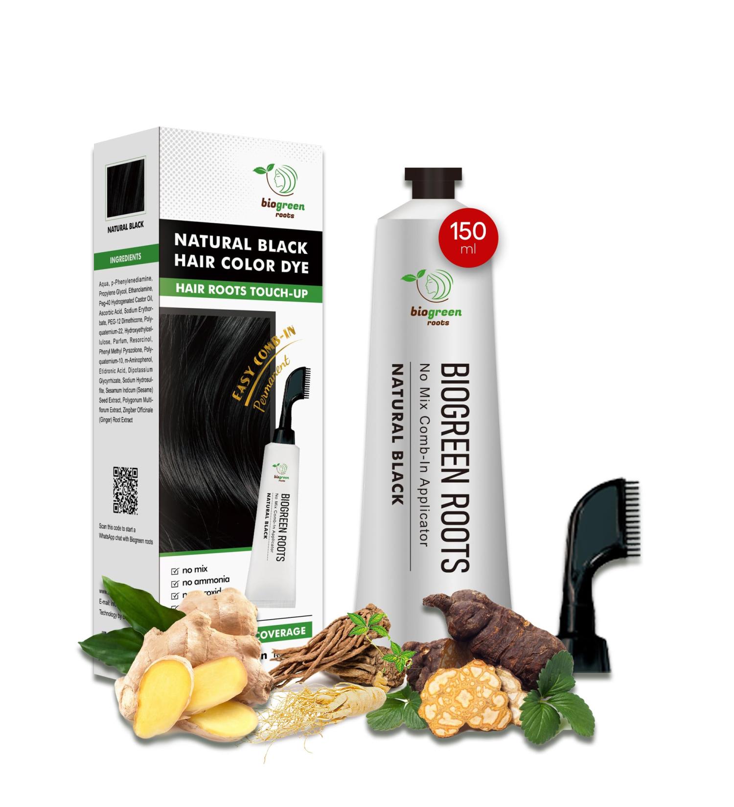 Ammonia-Free Herbal Hair Shampoo for Gray Coverage - Natural Black Hair Color & Nourishment - 150ml | Safe for Skin Ideal for Men & Women - Buy Online on GoSupps.com