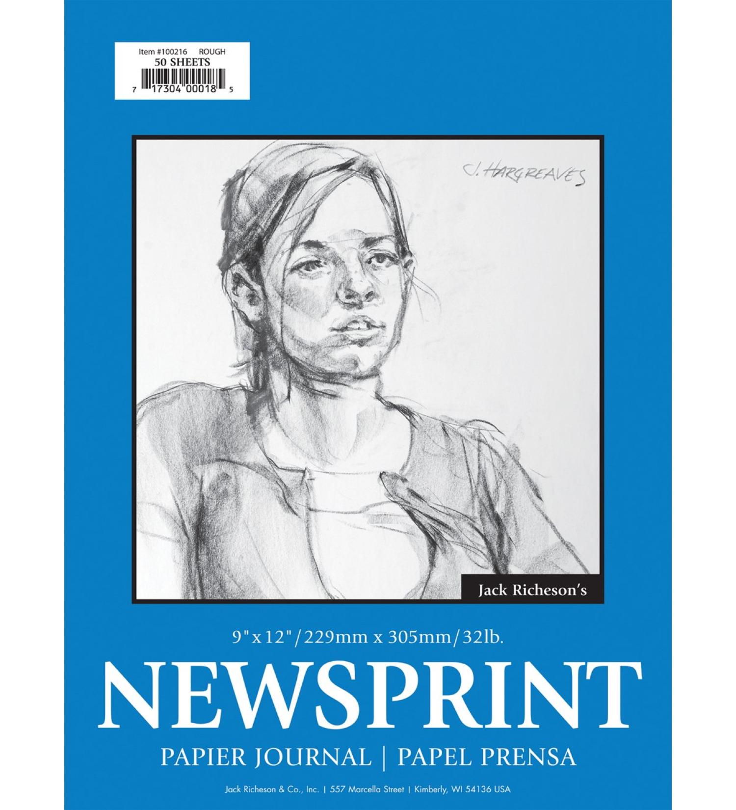 Jack Richeson 18-Inch-by-24-Inch Newsprint Paper Pad, 50-Sheet Rough