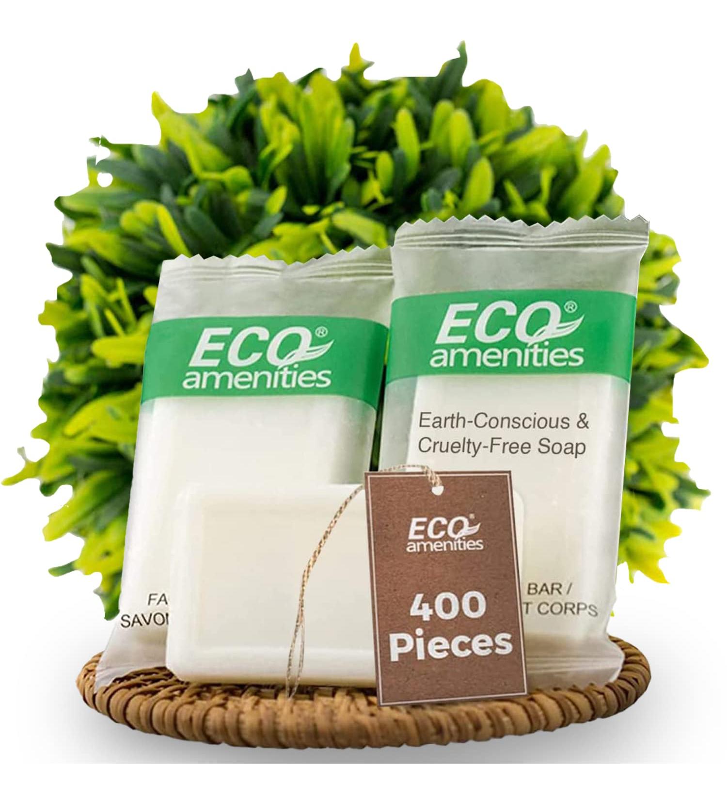 ECO Amenities Green Tea Travel Size Hotel Soap Bars - 400 Pack, 0.5 oz Individually Wrapped Mini Soaps for BNBs & Hotels - Buy Online on GoSupps.com
