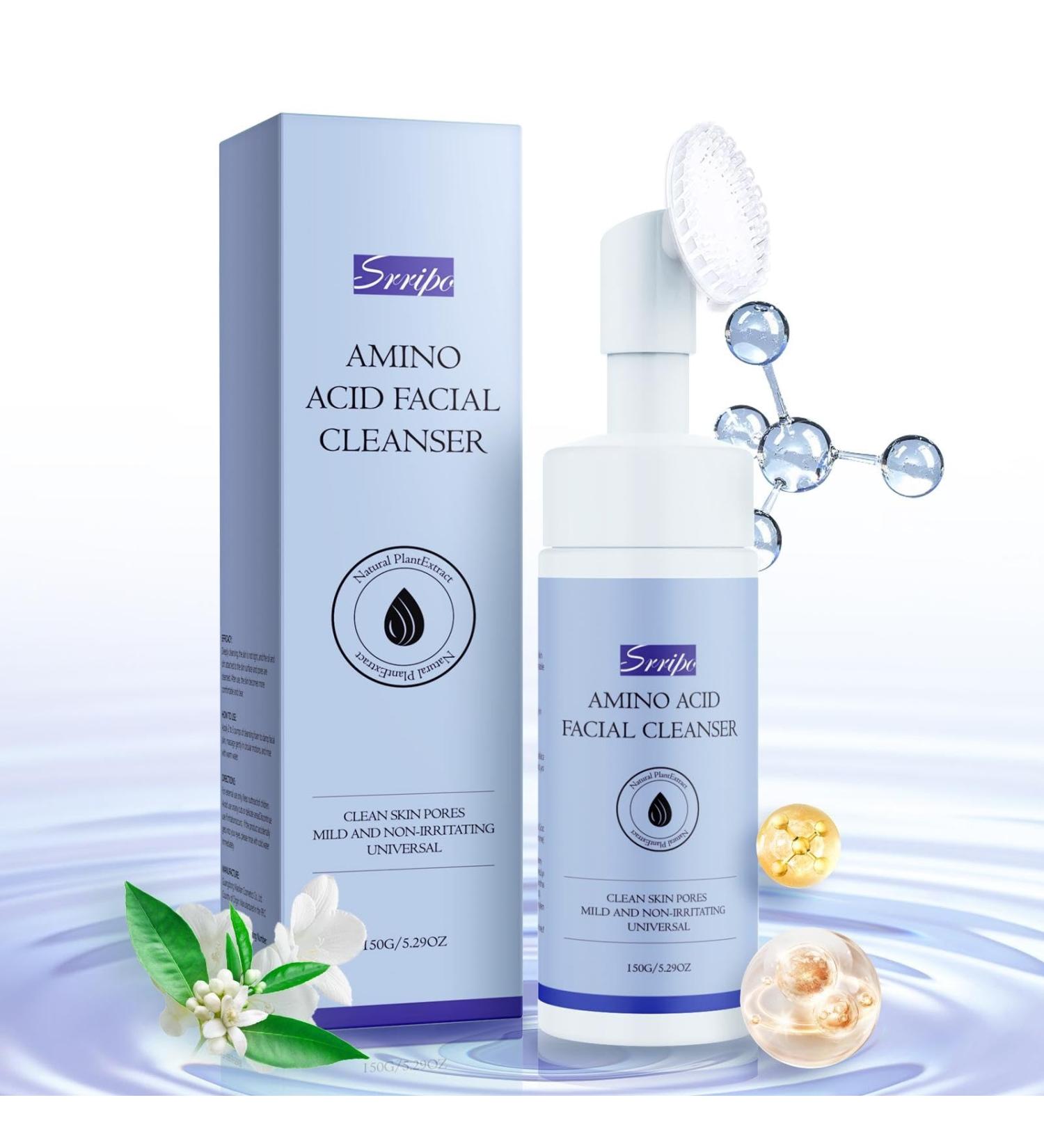 Amino Acid Facial Cleanser | Gentle Foaming Face Wash with Silicone Brush | International Shipping Available - Buy Online on GoSupps.com