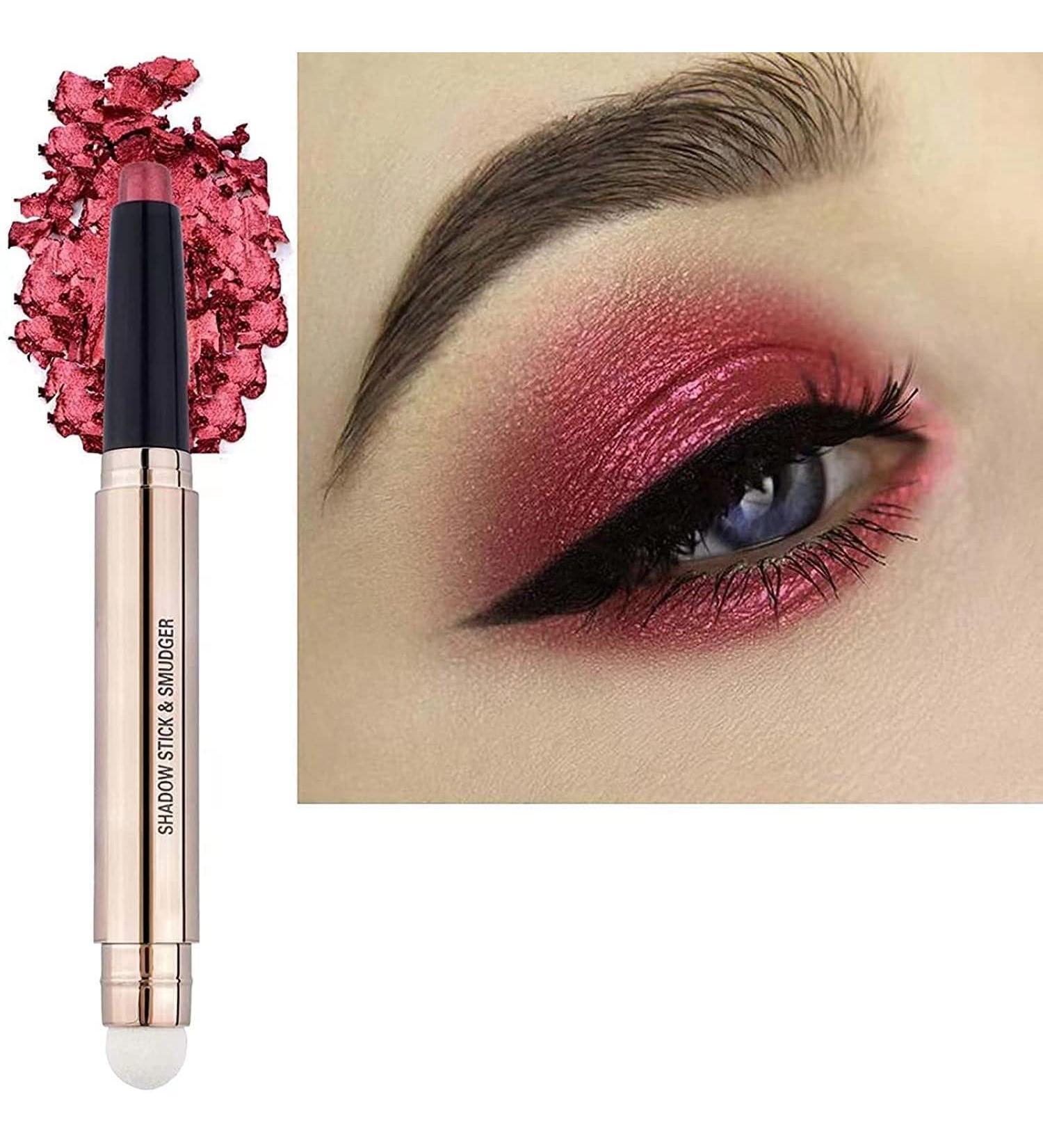 Rose Red Cream Eyeshadow Stick - Waterproof & Long-Lasting | Hypoallergenic Eye Makeup Pencil for Multi-Dimensional Eyes | Dark Matte & Glitter Shimmer (06) - Buy Online on GoSupps.com