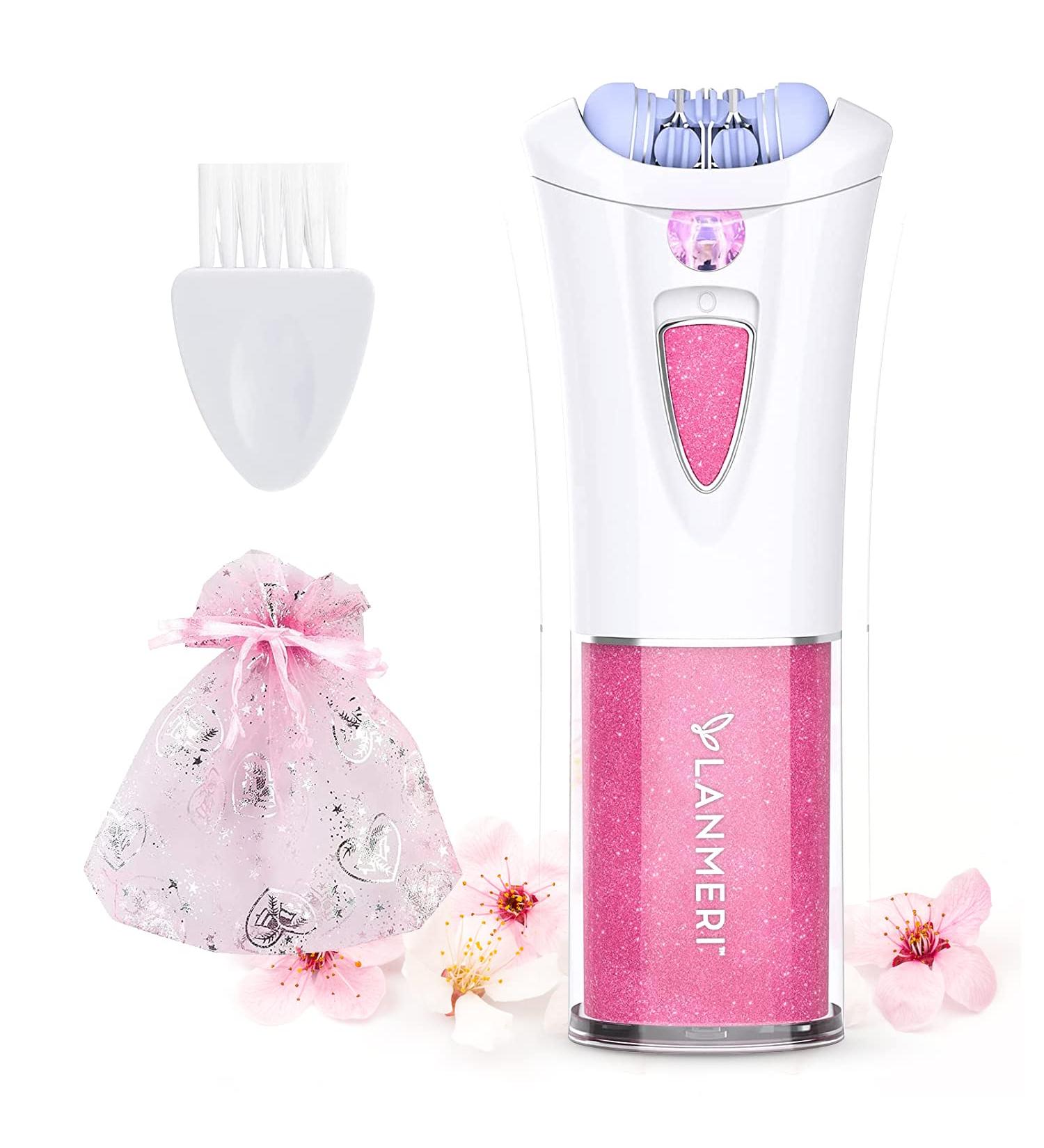 Lanmeri Smooth Glide Epilator for Women - Electric Hair Removal Device with LED - For Face, Body, Arms, Legs, Underarms, Bikini Area - Pink - Buy Online on GoSupps.com