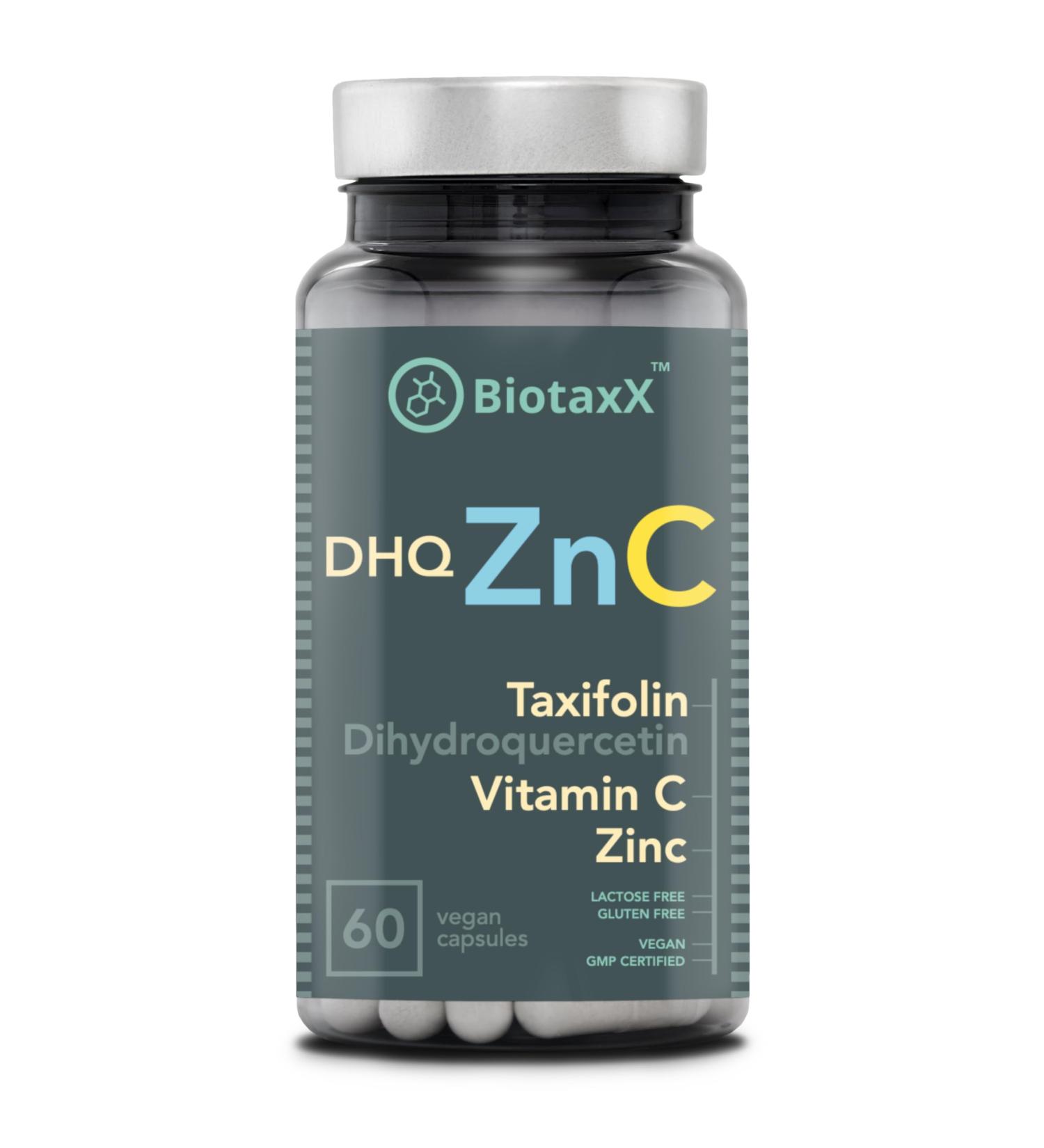 Taxifolin 92 dihydroquercetin DHQ with vitamin C and zinc strong natural antioxidant for the immune system 500 mg per capsule 60 vegan capsules - Buy Online on GoSupps.com