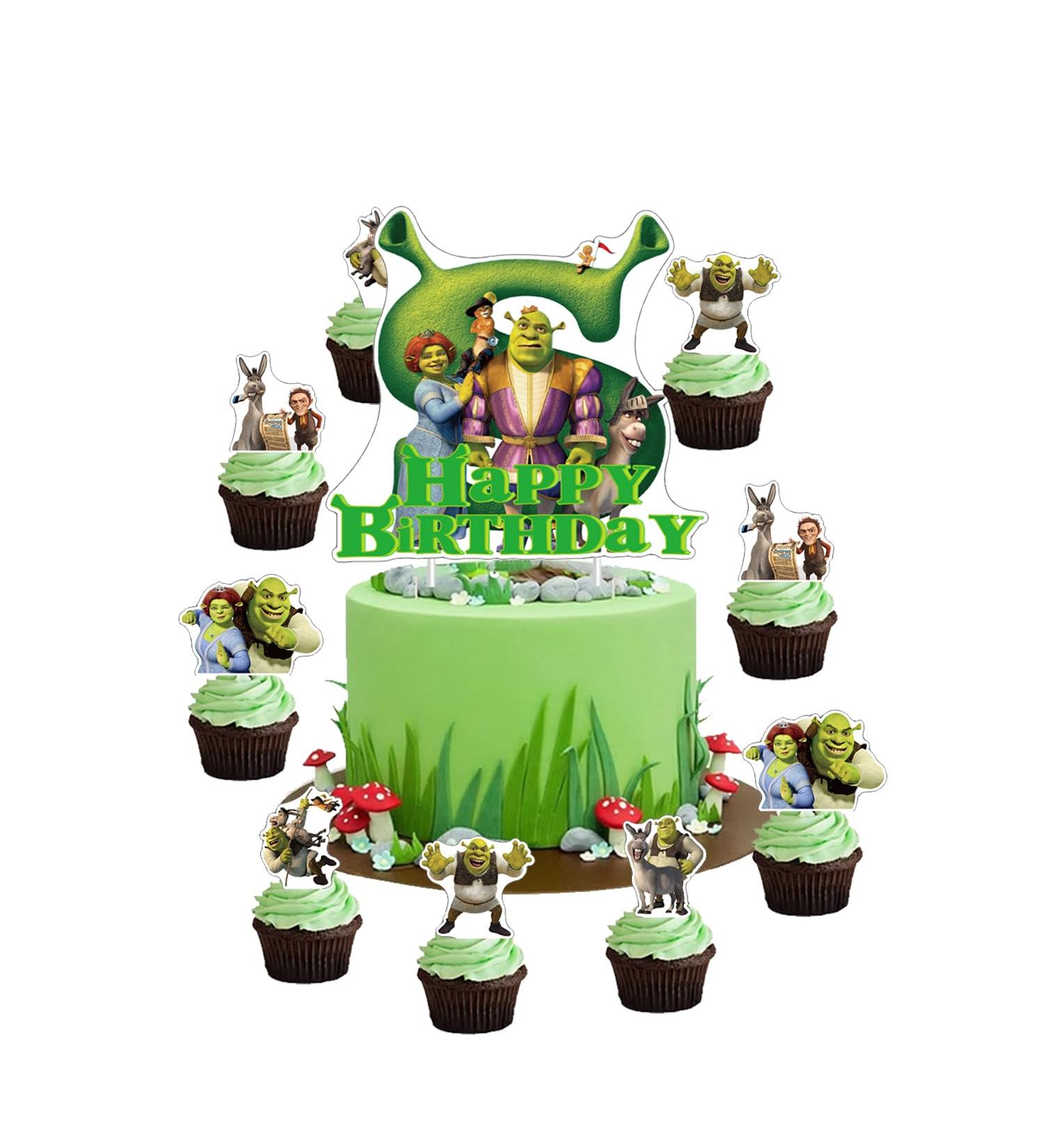 25pcs Monster Shrek Cupcake Topper Picks Boy Children Party Decoration Shrek Party Favors Kid's Birthday Party cake Decoration Supplies - Buy Online on GoSupps.com