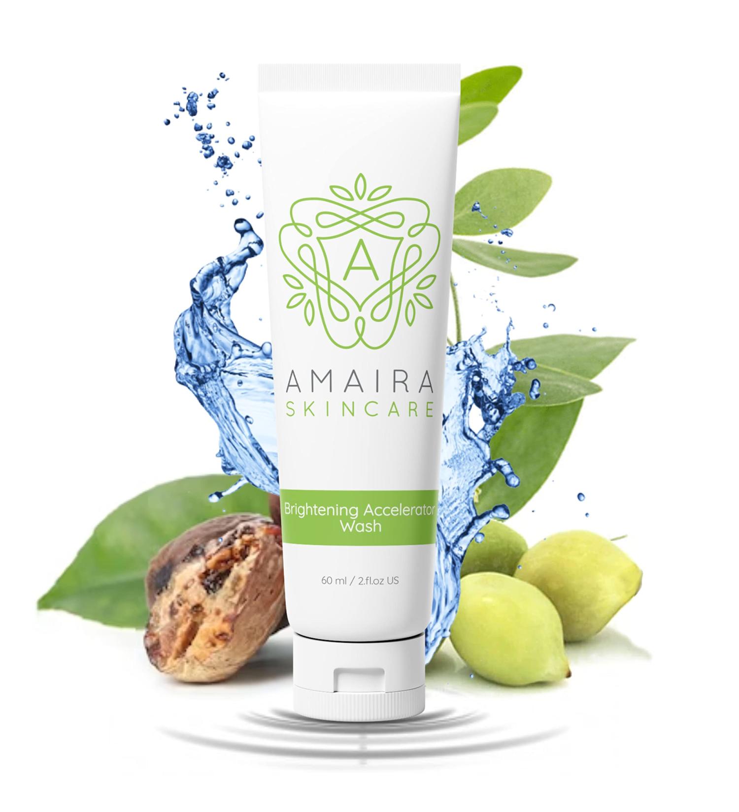 Amaira Brightening Accelerator Wash - Gentle Exfoliating Cleanser for Sensitive Areas | Natural & Plant-Based | Brightens Dark Spots & Evens Skin Tone (2 fl oz - Buy Online on GoSupps.com