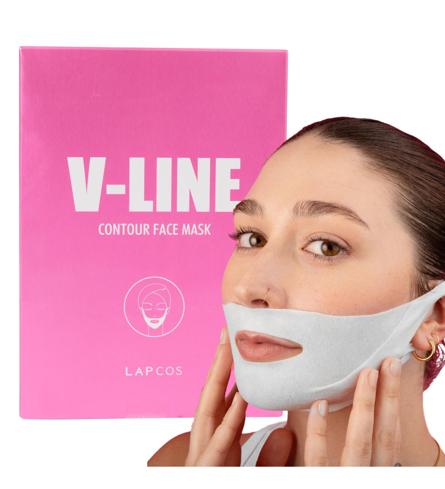 LAPCOS V-Line Contour Face Mask (5pk) | Lift & Tighten Skin | Define Jawline | Hydrating Vegan Collagen | Korean Beauty Must-Have - Buy Online on GoSupps.com