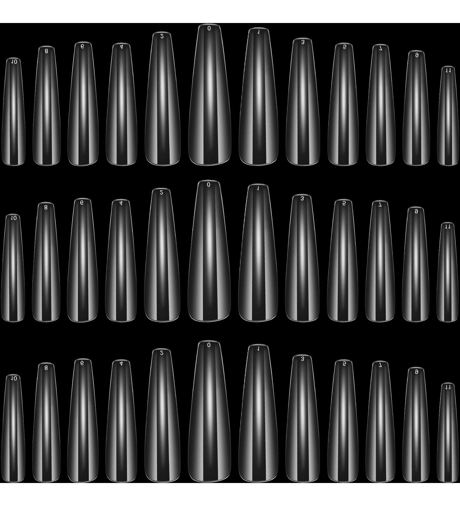 600 Pieces XXL Extra Long Clear Coffin Fake Nails for Salon Manicure and DIY Nail Art - Buy Online on GoSupps.com