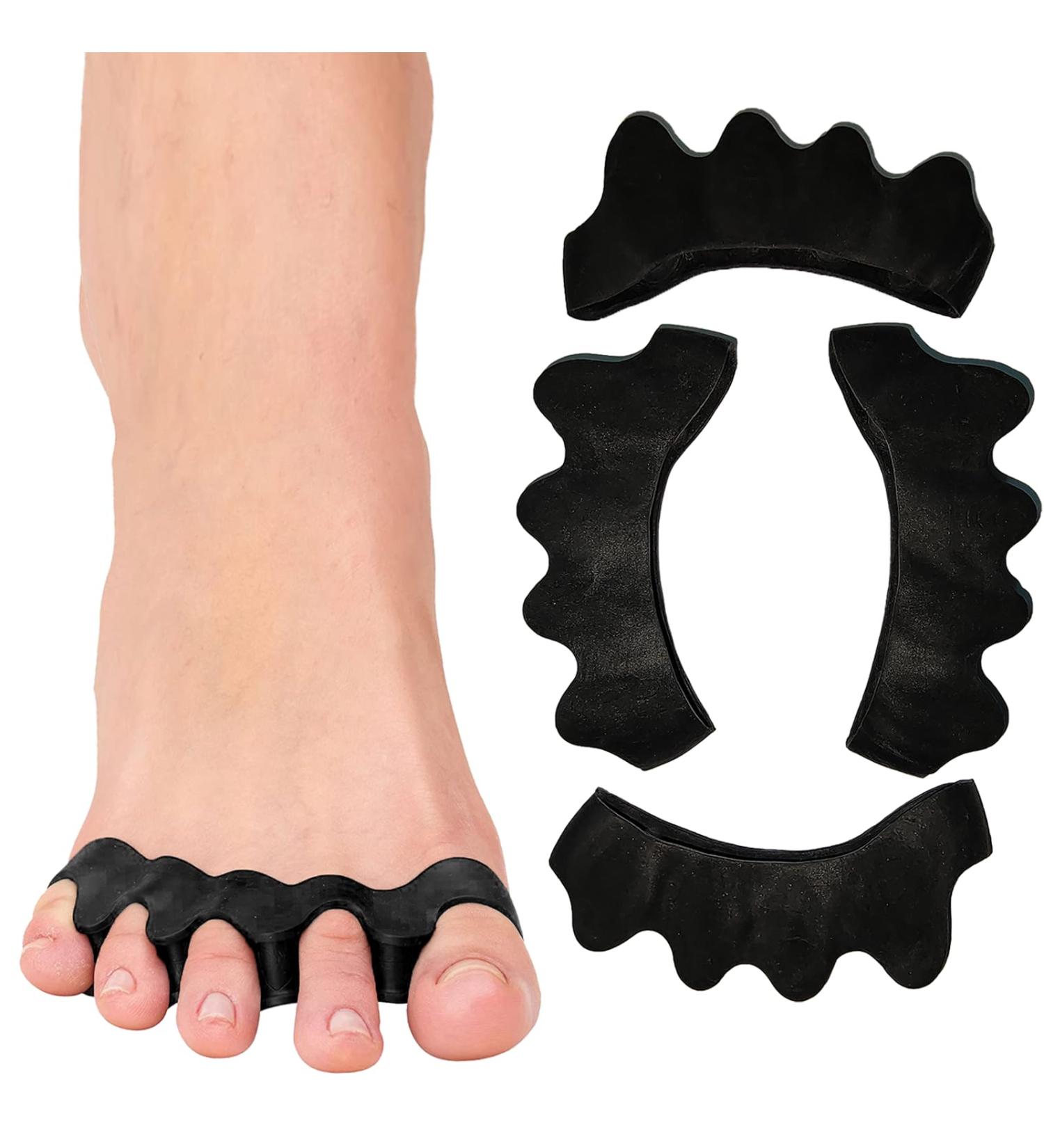 Gel Toe Spacers (2 Pair) - Bunion Corrector for Women Men - Toe Separator, Hammer Toe Straightener, Stretcher - Big Toe Separators (Black) - Buy Online on GoSupps.com
