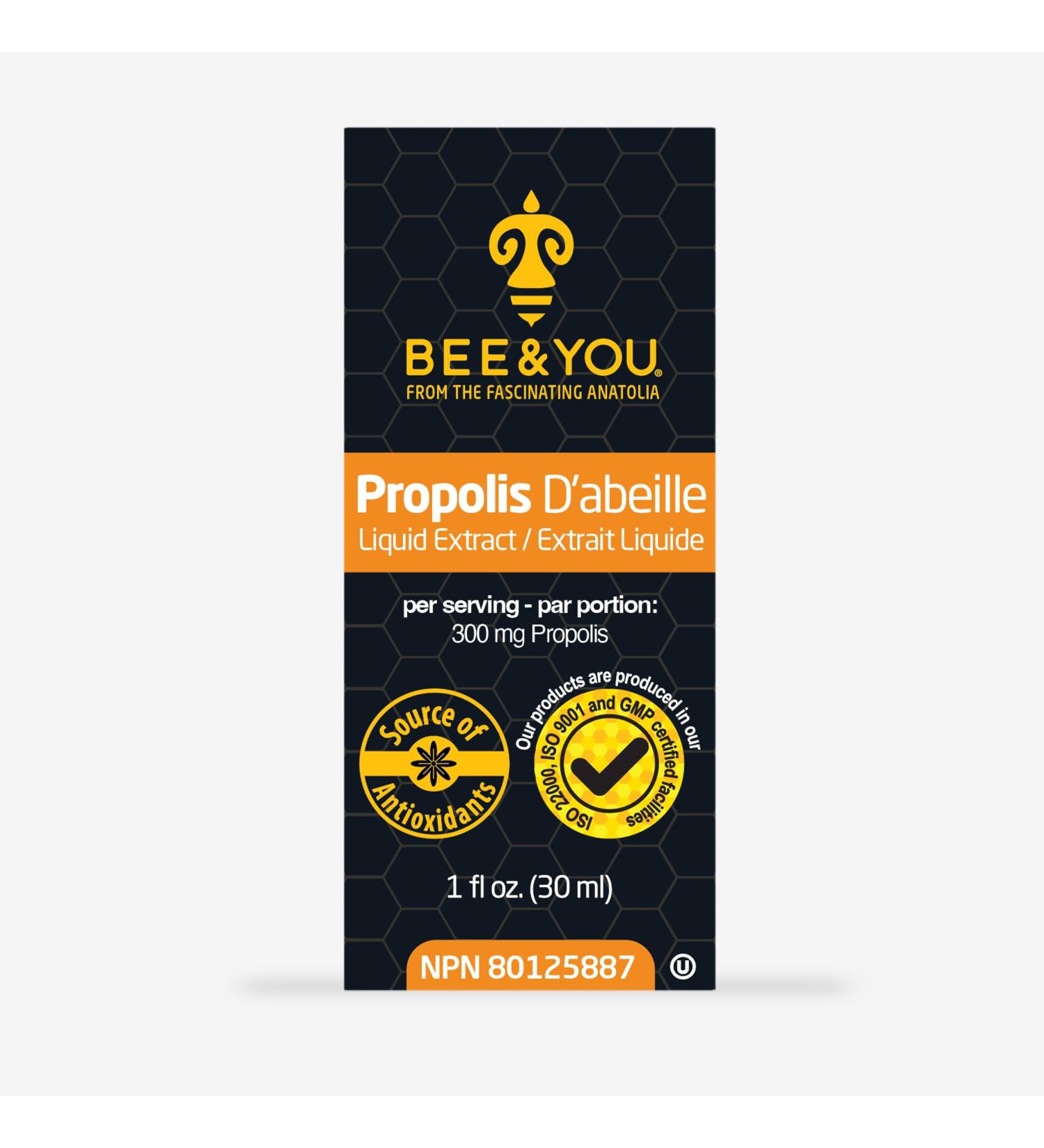 BEE and YOU Propolis Pure Liquid Extract 300 mg Bee Propolis per serving - Ultra Potency - Zero Sugar - Zero Calorie - Supports Healthy Immune System - Sore Throat Relief - Antioxidants Keto Paleo Gluten-Free 1 Fl Oz (1 Pack) (High Potenct) - Buy Online on GoSupps.com