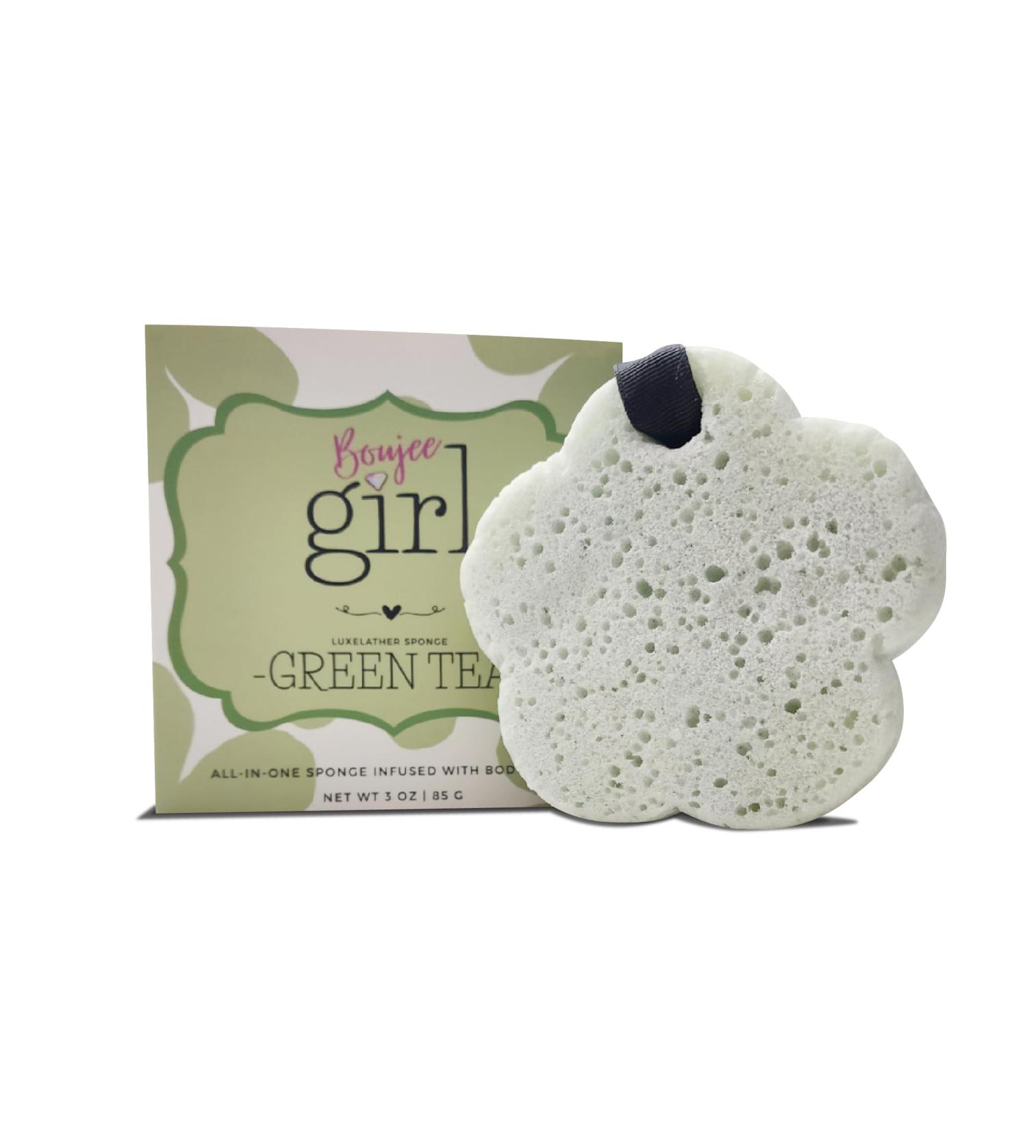Boujee Girl Soap Infused Shower Sponge Lavender Rose Green Tea (Green Tea) - Buy Online on GoSupps.com