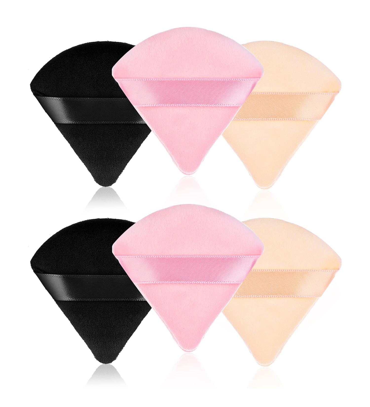 6PCS Velour Soft Triangle Powder Puffs for Face Contouring and Makeup - Set of 6 in Black/Pink/Skin Color - Buy Online on GoSupps.com